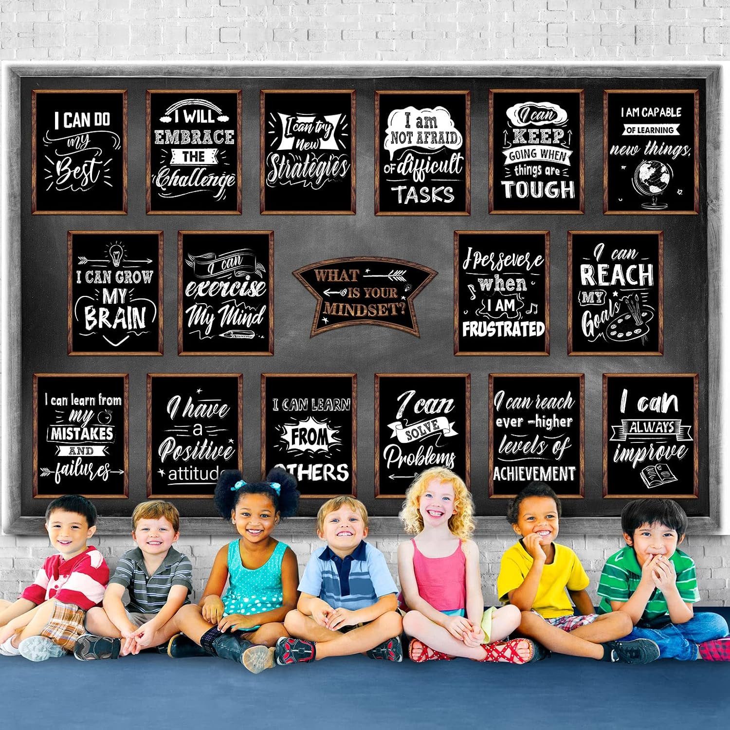 17 Pcs Growth Mindset Posters, Motivational Posters,Hat Style