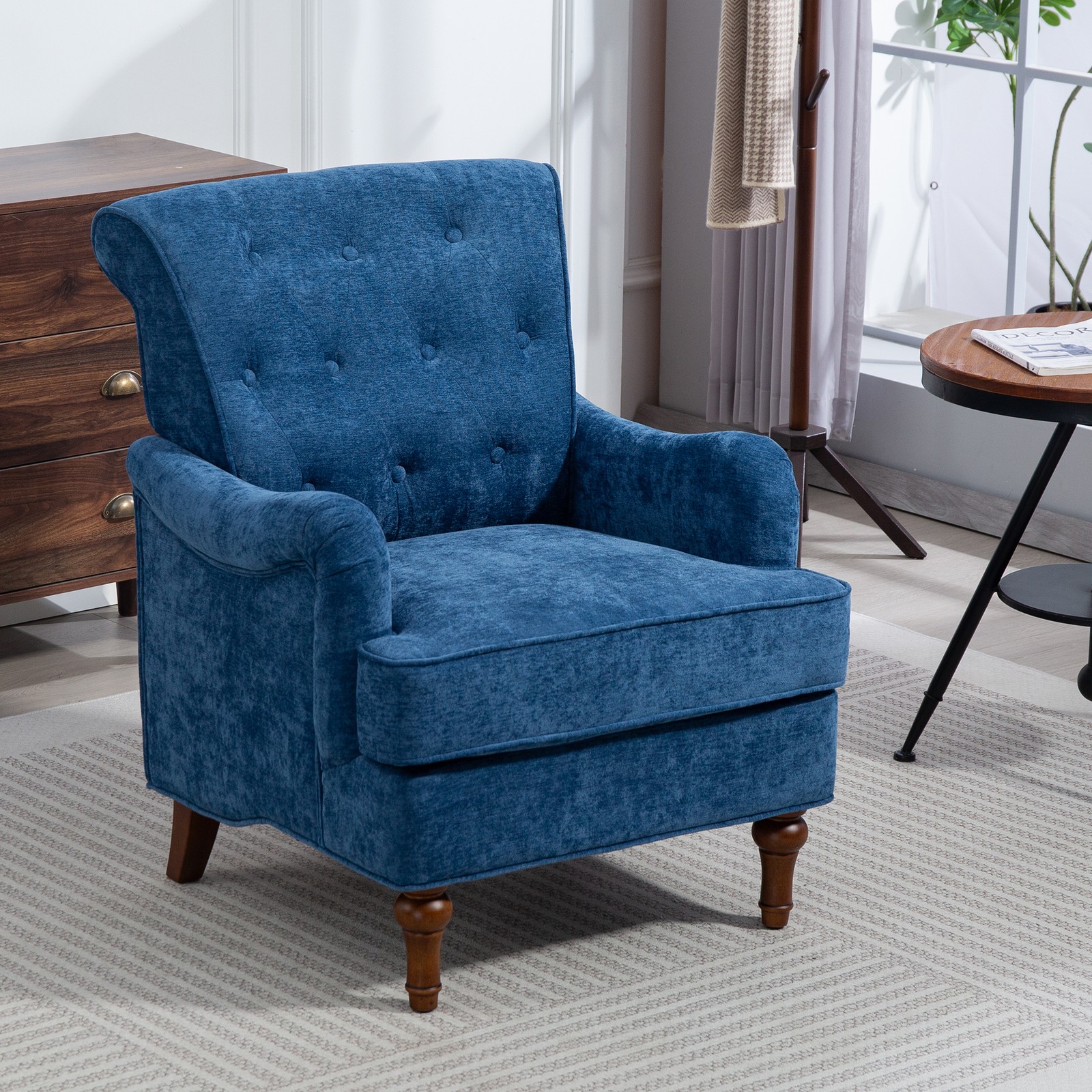 Accent Chair With Comfy Chenille Club Fabric,Comfy Upholstered Living Room Chair