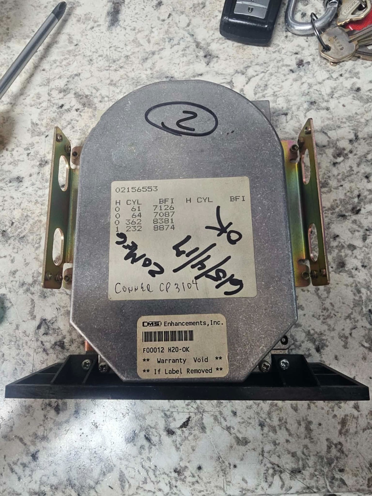 Retro CMS H20-OK CONNER CP-3104 Hard Drive 20MB 3.5 HH MFM AT Powers On Spins Up