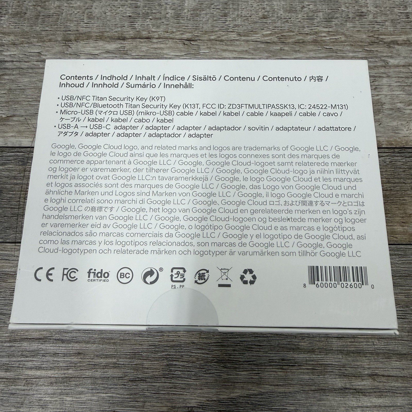 Google Titan Security Key USB K9T