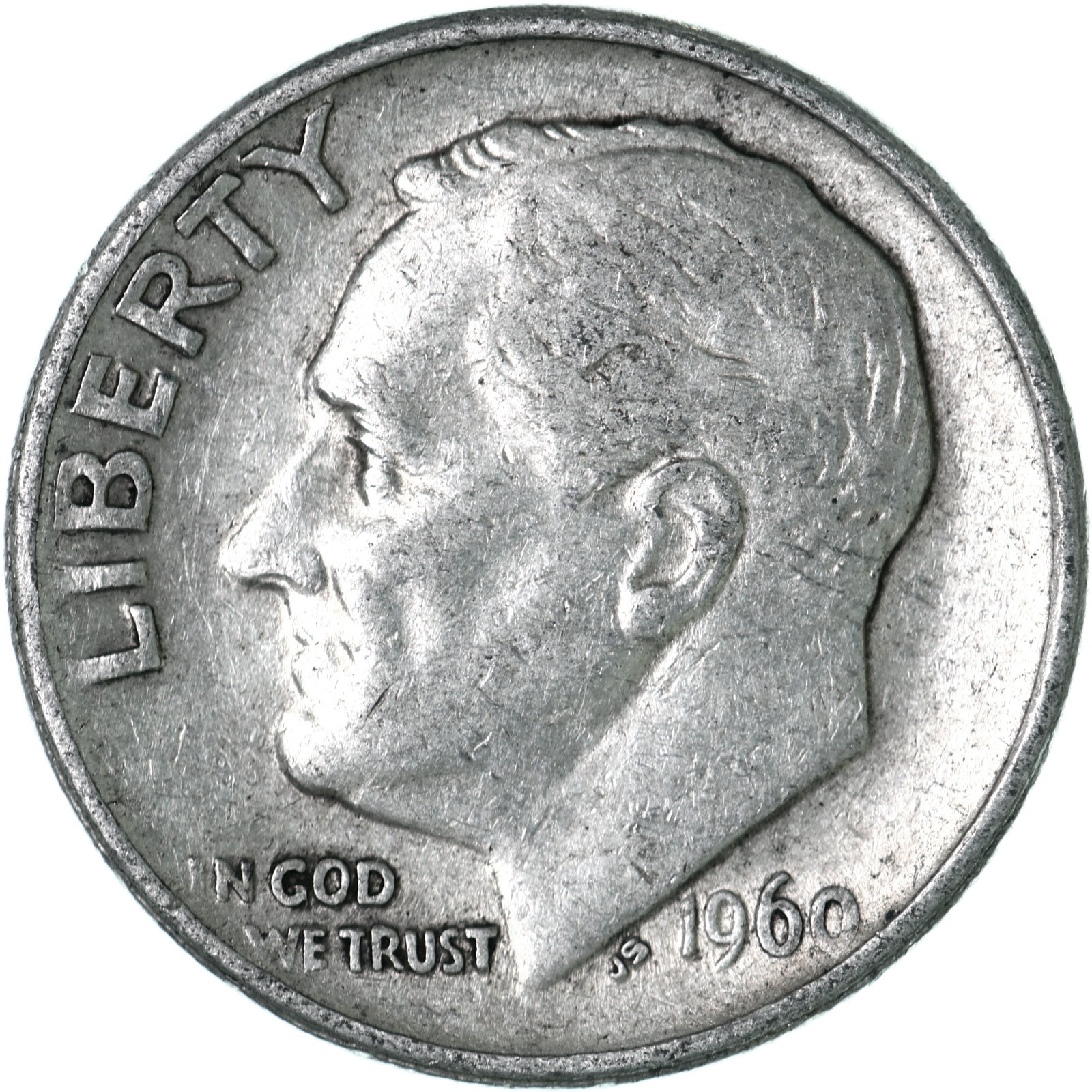 1960 (P) Roosevelt Dime 90% Silver Very Fine VF See Pics I806