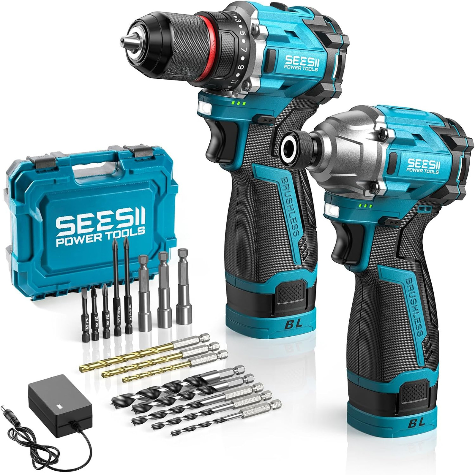 Impact Driver and Cordless Drill Combo Kit 16.8V Brushless Power Tool Set 2