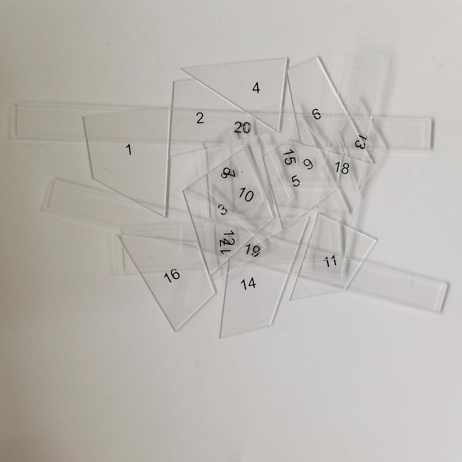 20PCS Acrylic Quilting Template Ruler with Numbered Sections, Clear Patchwork Ru
