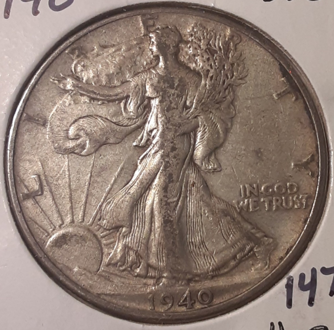 1940 Walking Liberty 90% silver Half Dollar 50c Philadelphia Mint #147-4020/2270