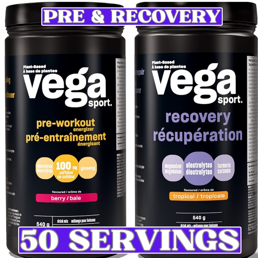 Vega Sport Pre-Workout + Recovery Bundle Berry Tropical 50 Servings
