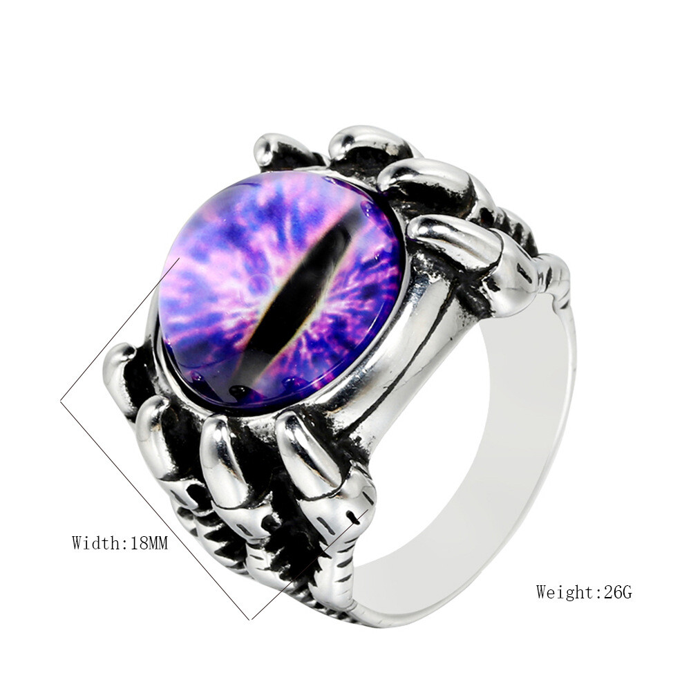 Men's Skull Eyeball Ring Stainless Steel Retro Dragon Claw Evil Devil Punk Gift