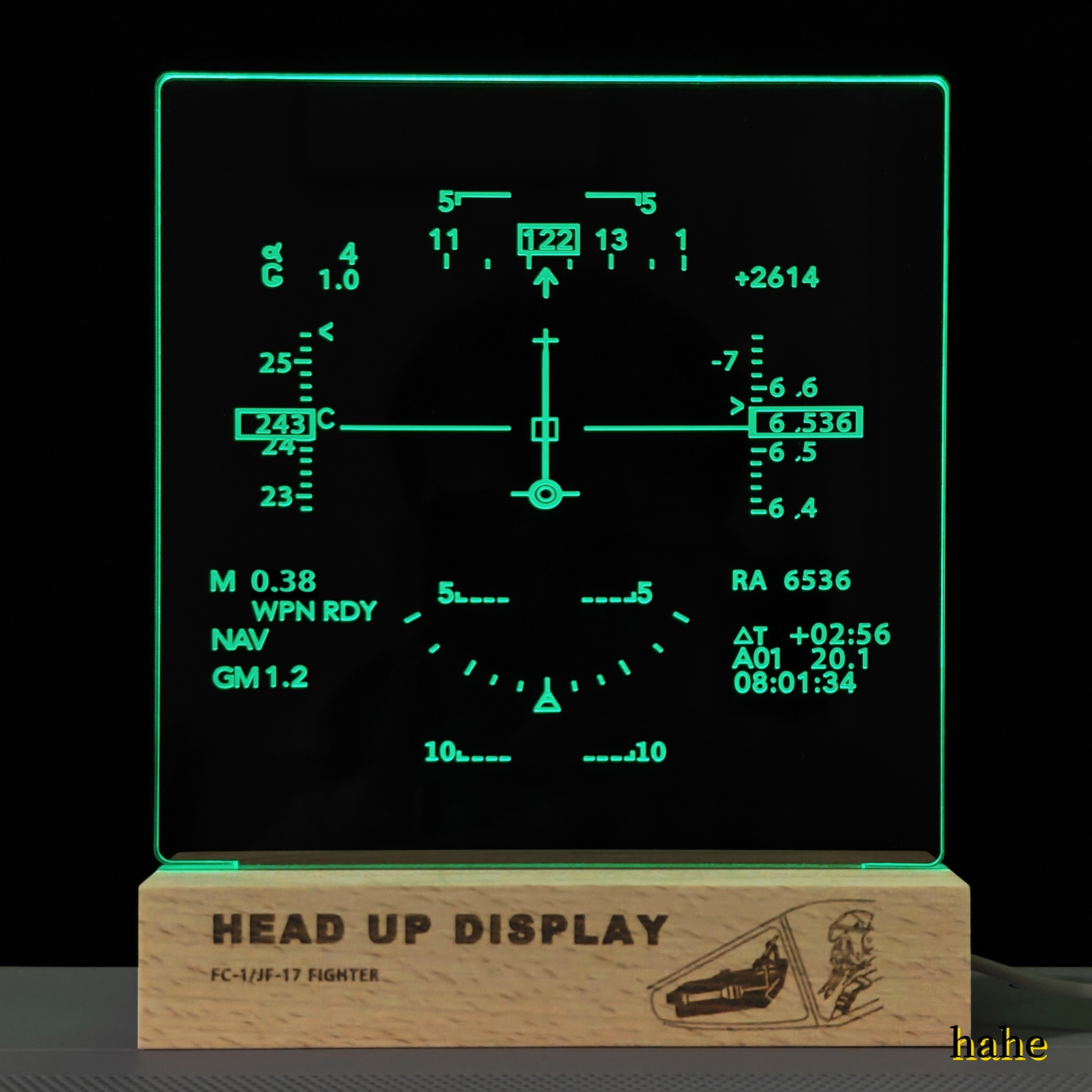 Fighter Jet HUD Diffractive Flat Display Table Lamp JF-17 Fighter Night Light