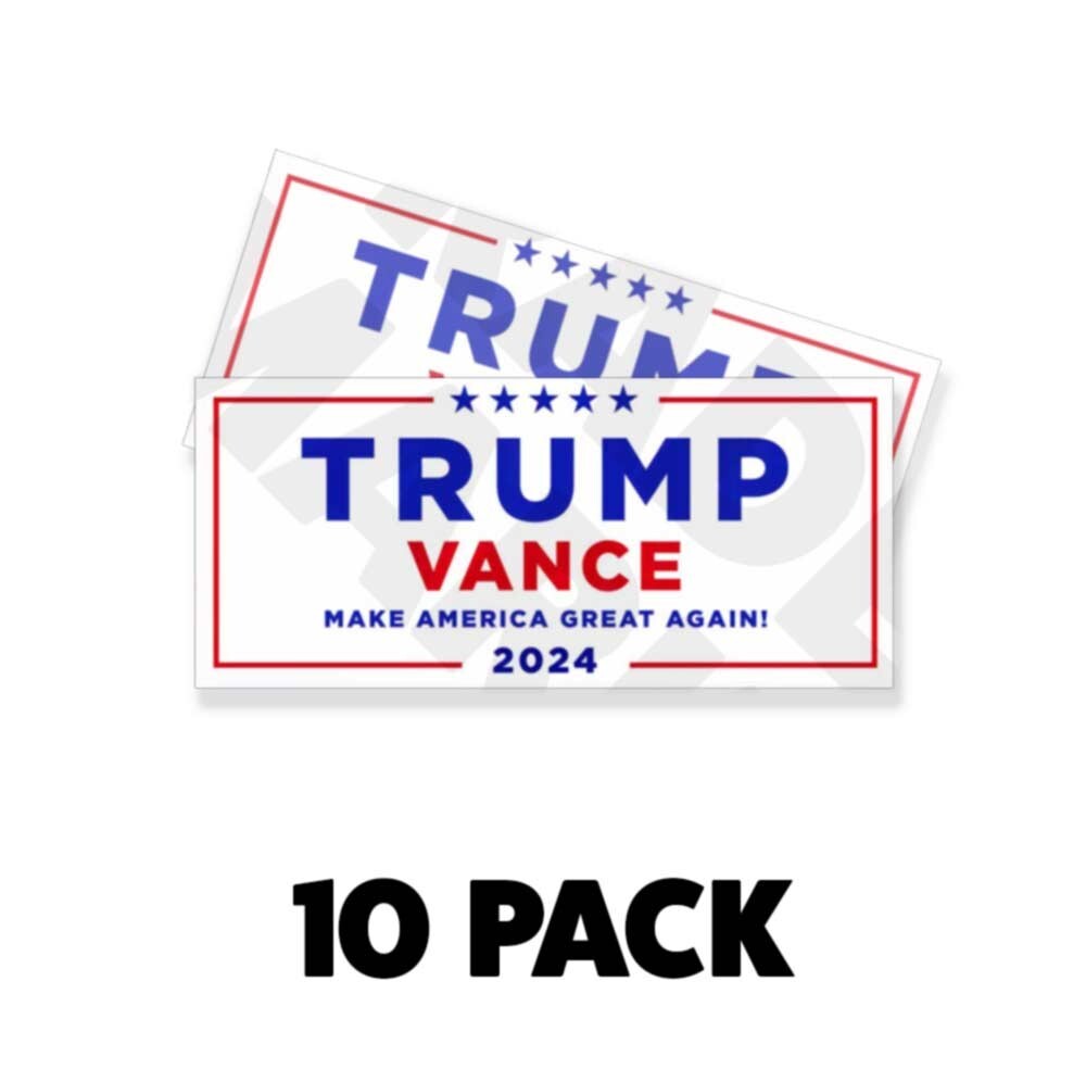 TRUMP VANCE 2024 Rectangle Bumper Sticker Vinyl 9-inch wide 10 PACK