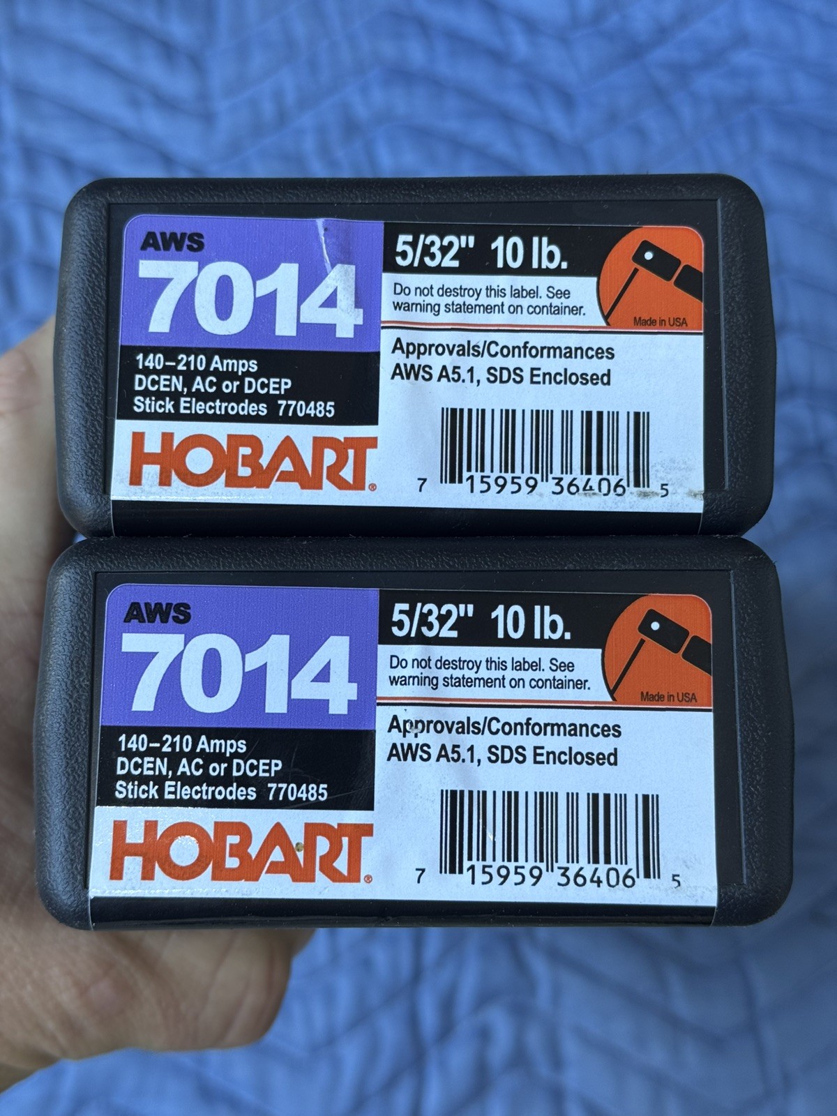 Lot Of Two (2) 10 lbs Hobart 770485 7014 5/32” Stick Electrode NEW! SHIPS FREE!