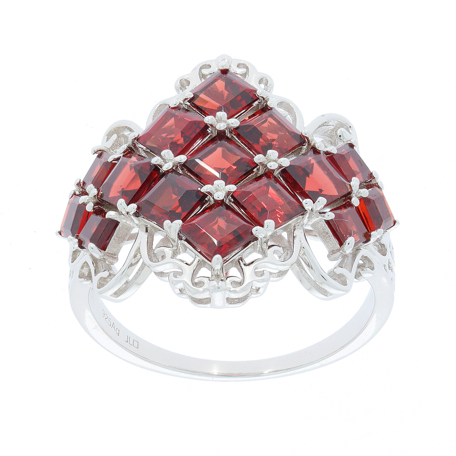 Sterling Silver Semi Mount Ring Setting Princess SQ 4X4mm Cluster White