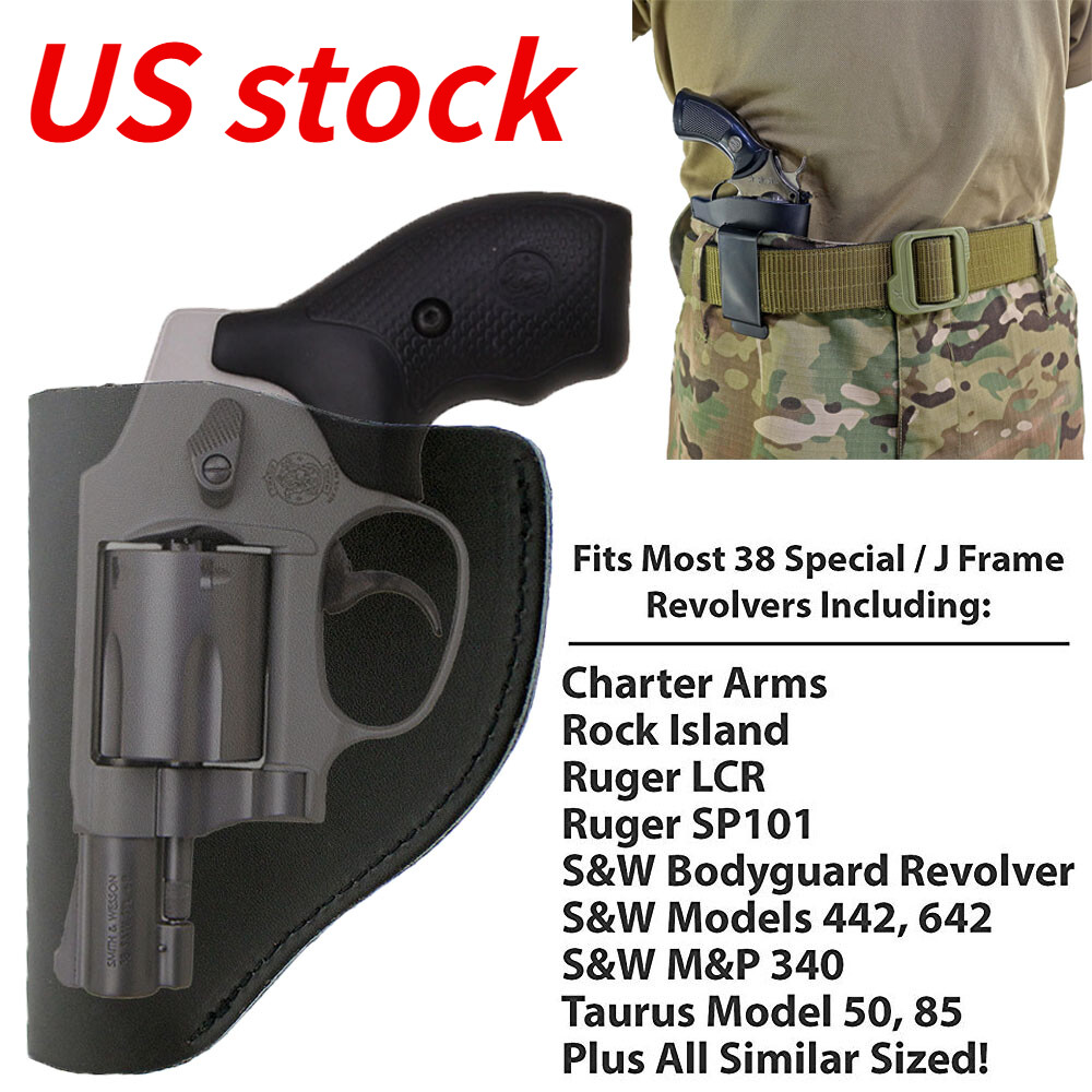 IWB Leather Holster Fits J Frame Snub Nose 2" Revolvers S&W 38 Special Type Guns