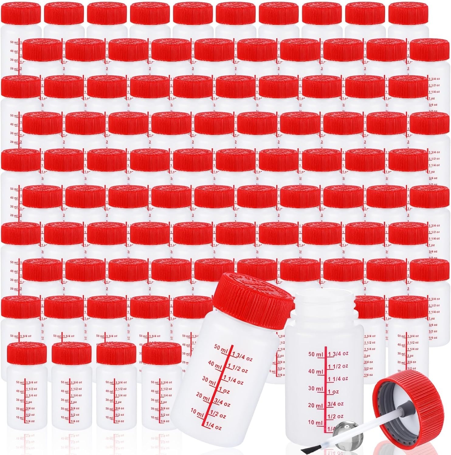 Mumufy 60 Pcs Touch up Paint Bottles with Brush and Lid Empty Red