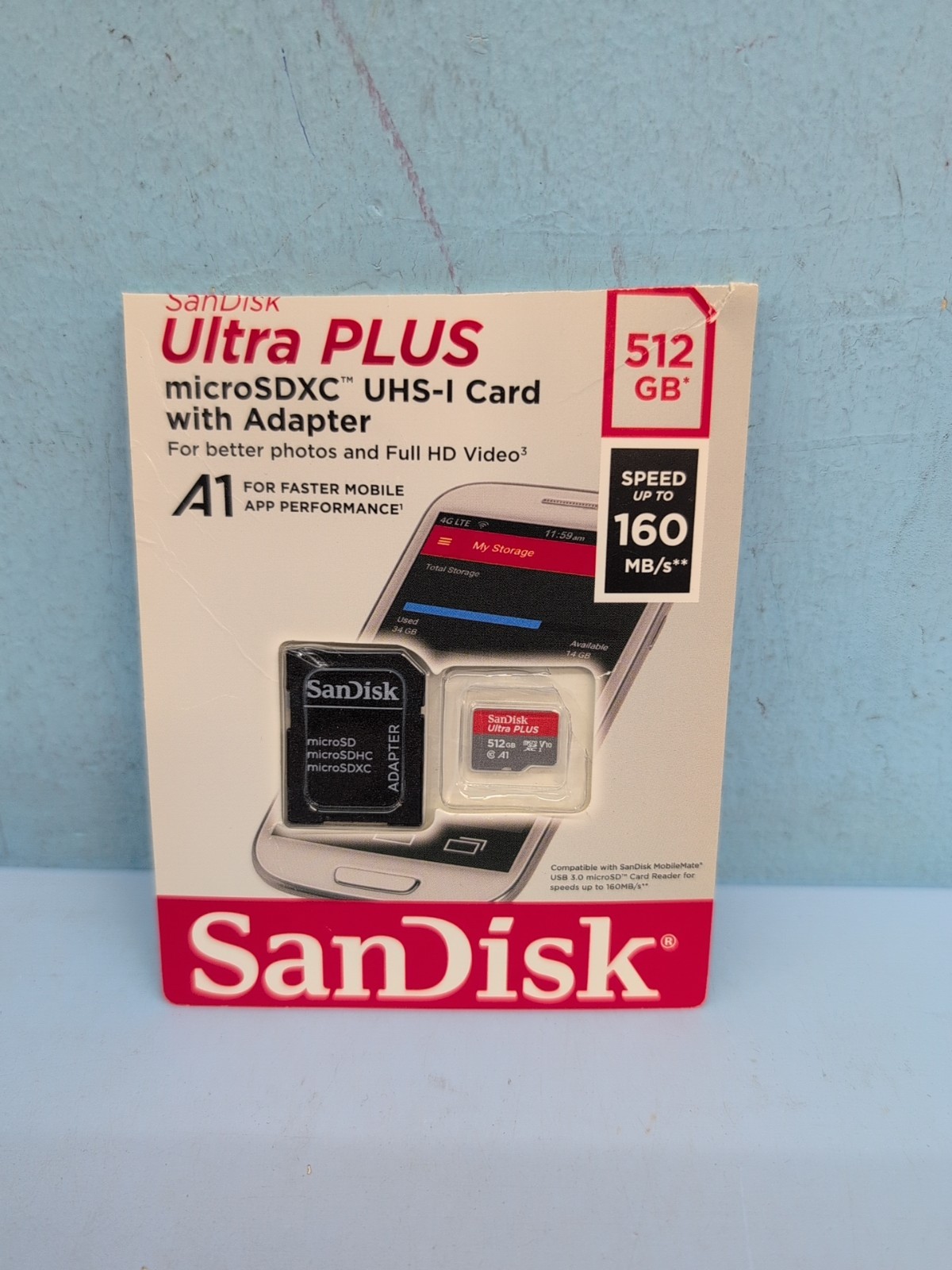 SanDisk 512GB Ultra PLUS MicroSDXC UHS-I Memory Card With Adapter 160MB/s