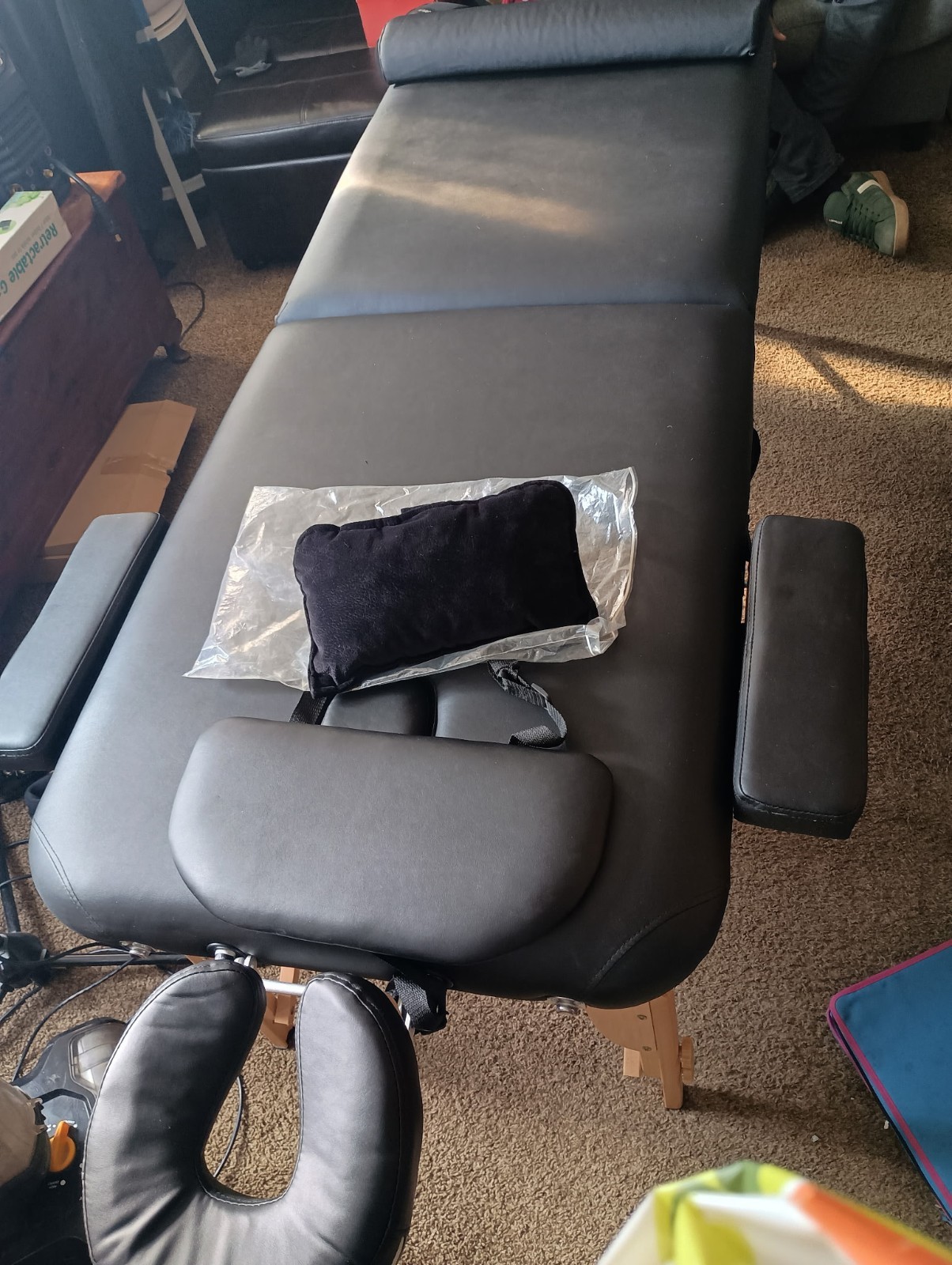 Sierra Comfort Portable Foldable Black Massage Table Wood Faux Leather