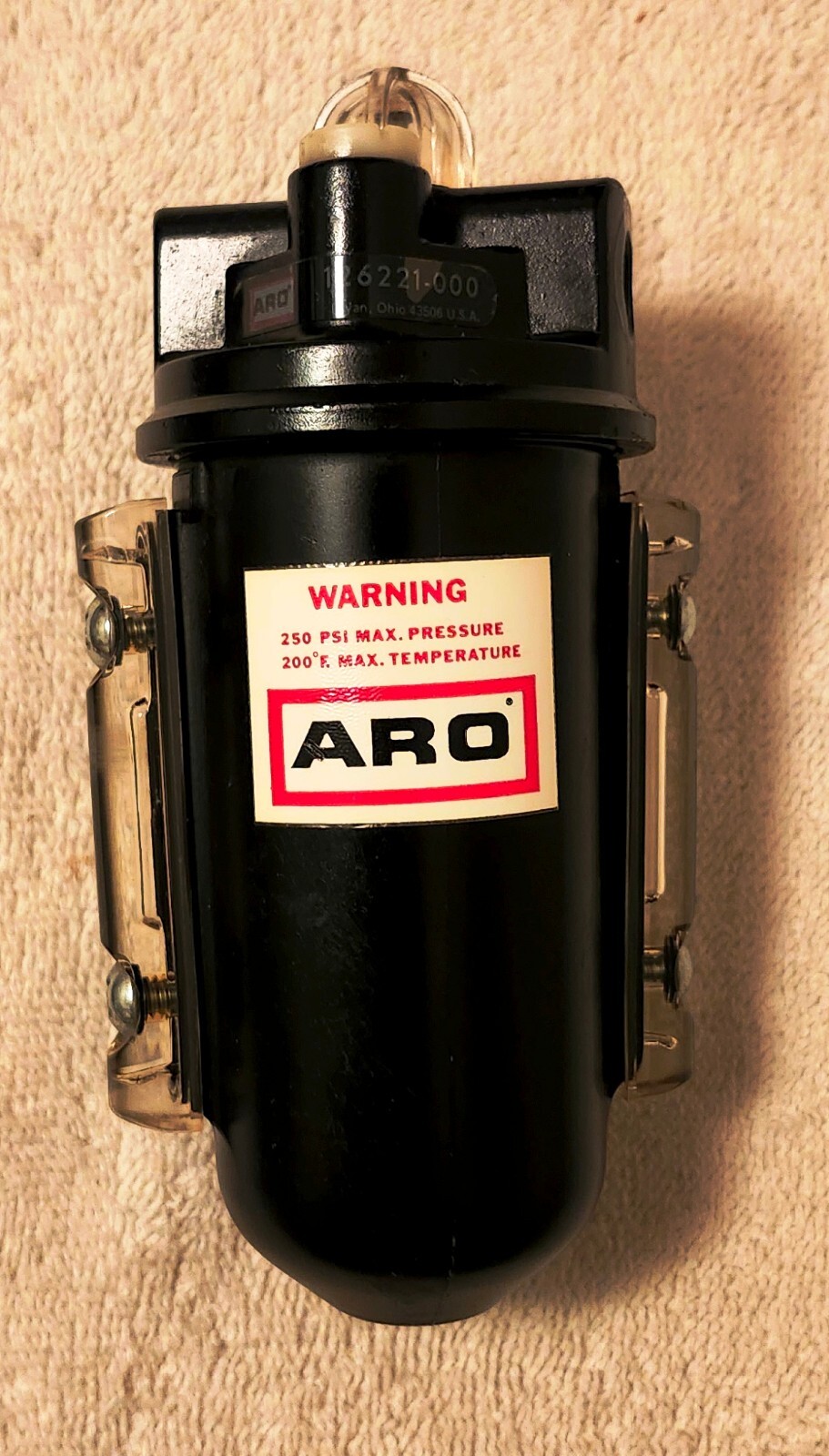 ARO  Pneumatic Lubricator, 126221-000, Max PSI 250, U.S.A.