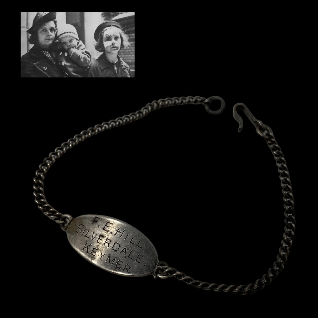 RARE! WWII Battle of Britain Women's Civilian Air Raid Identity Bracelet Sussex