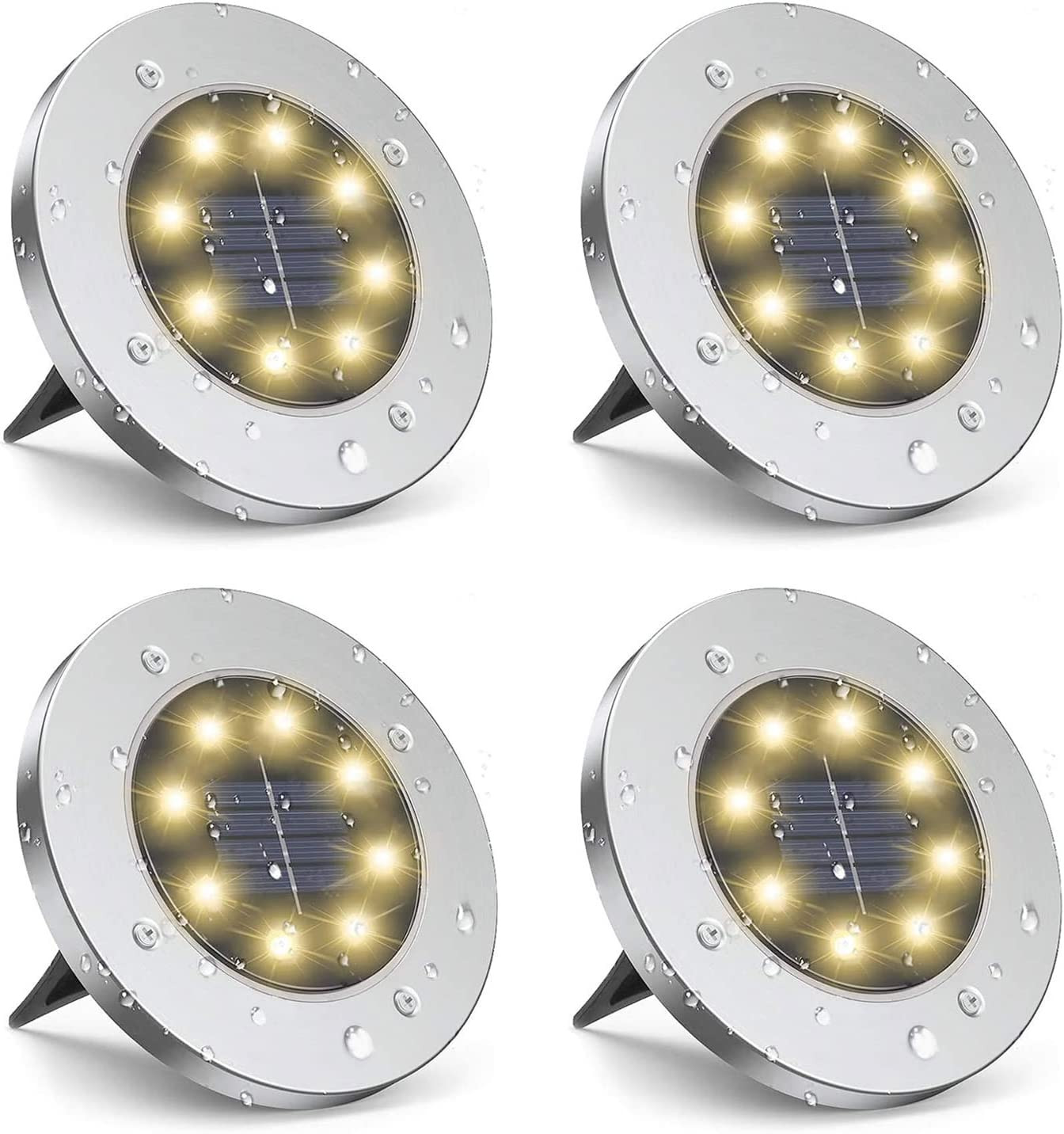 Solar Ground Lights,4 Pack Waterproof Solar Garden Lights, Upgraded Outdoor Gard