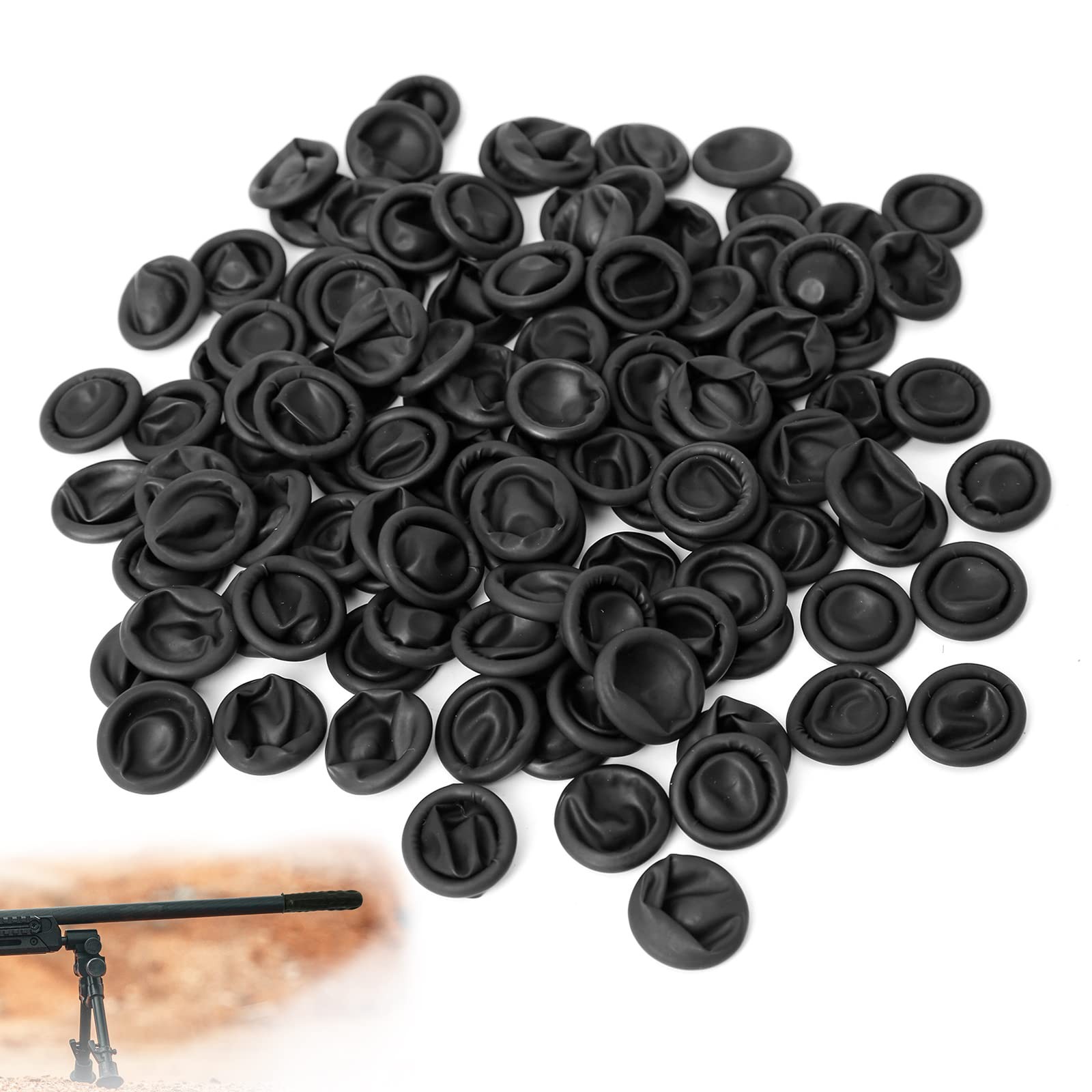 50 Pack Rifle Muzzle Cover, Black Flexible Latex Rifle Barrel Cover, Perfect Gun