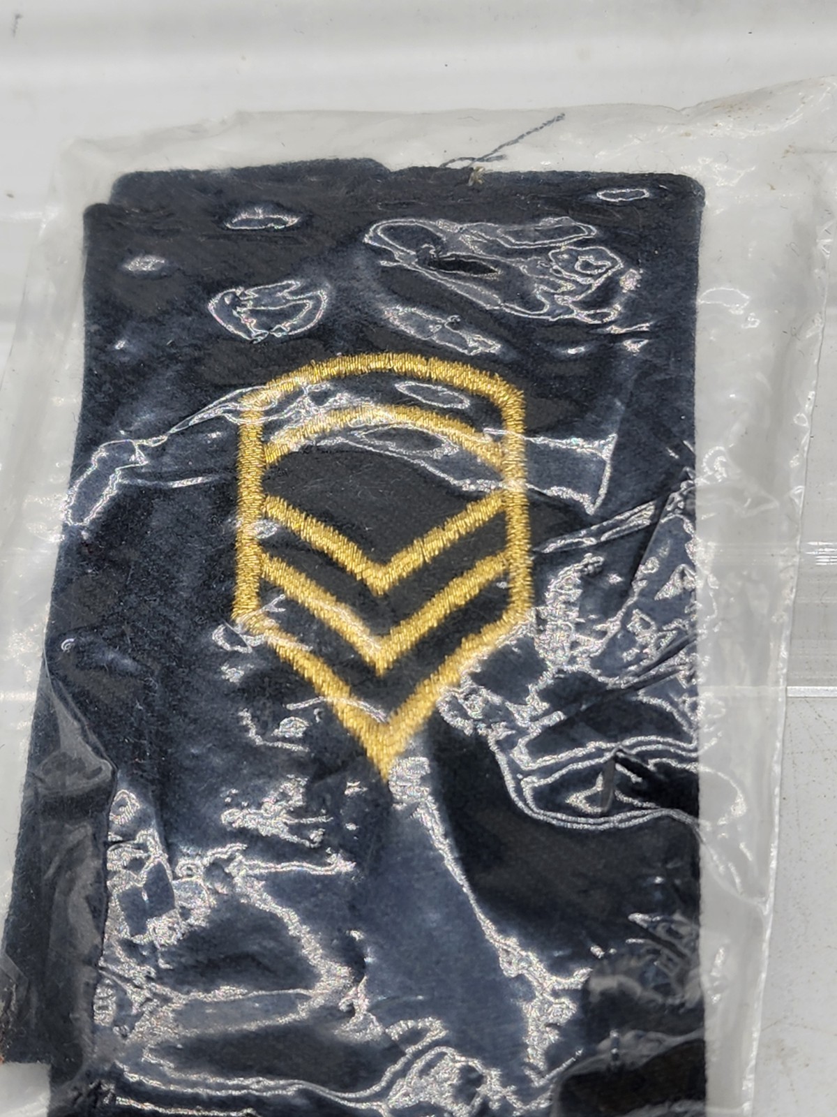 PAIR Vintage male Staff  Sargent 1st Class Gold Chevrons On Black Twill