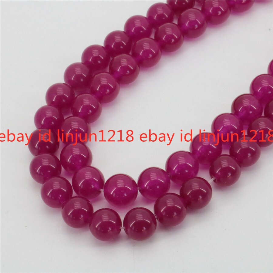 Natural 10mm Rose Red Jade Gemstone Round Loose Beads 15''