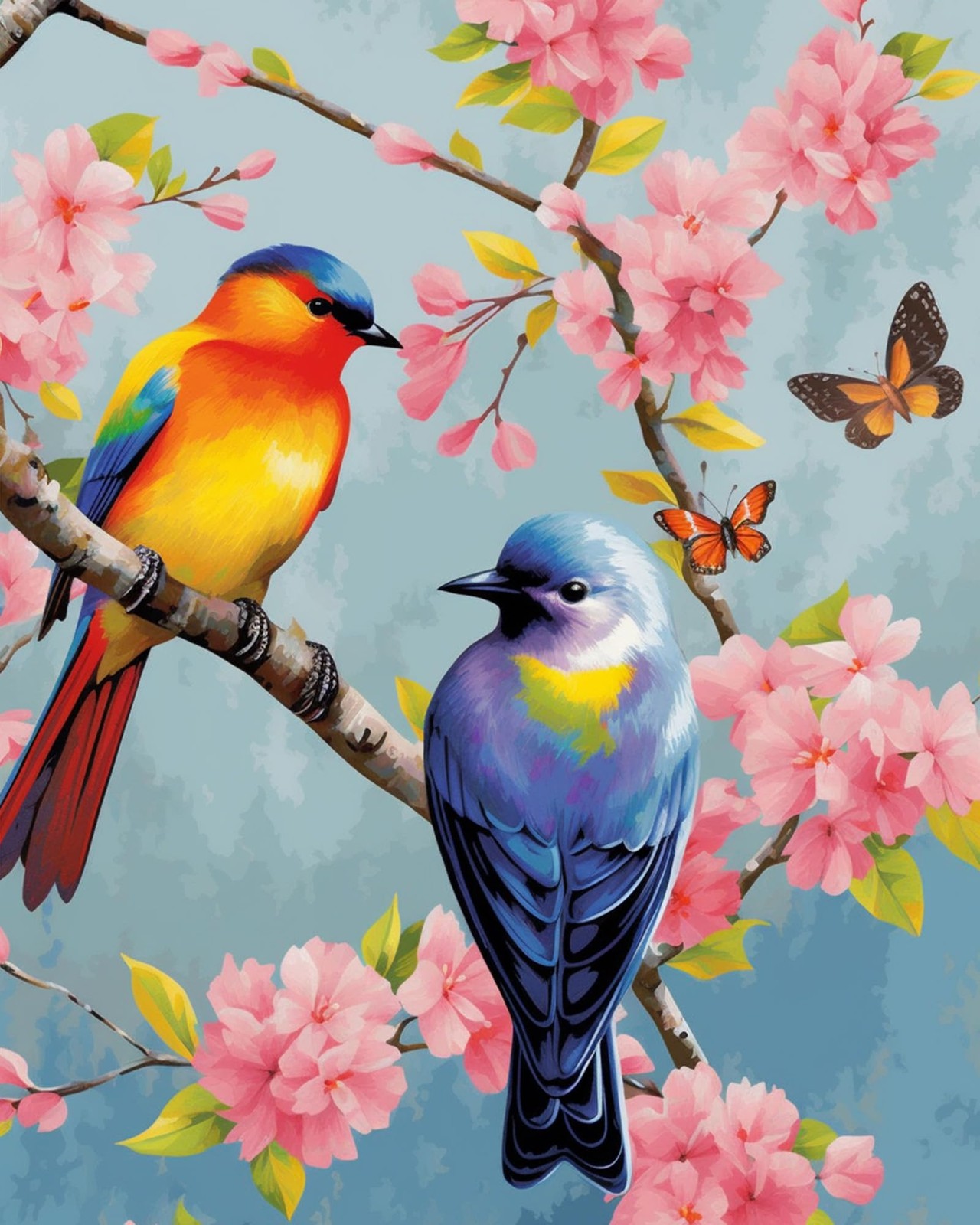 Maomaomi Paint by Numbers DIY Acrylic 16x20 inches, Inseparable King Bird
