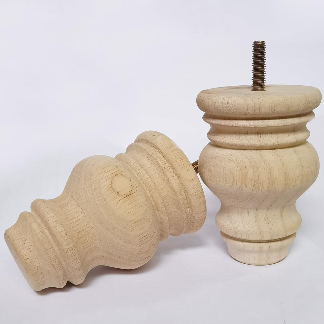 4 Inch Wooden Furniture Legs, Solid Wood Unpainted Furniture Legs, Ottoman/Lo...