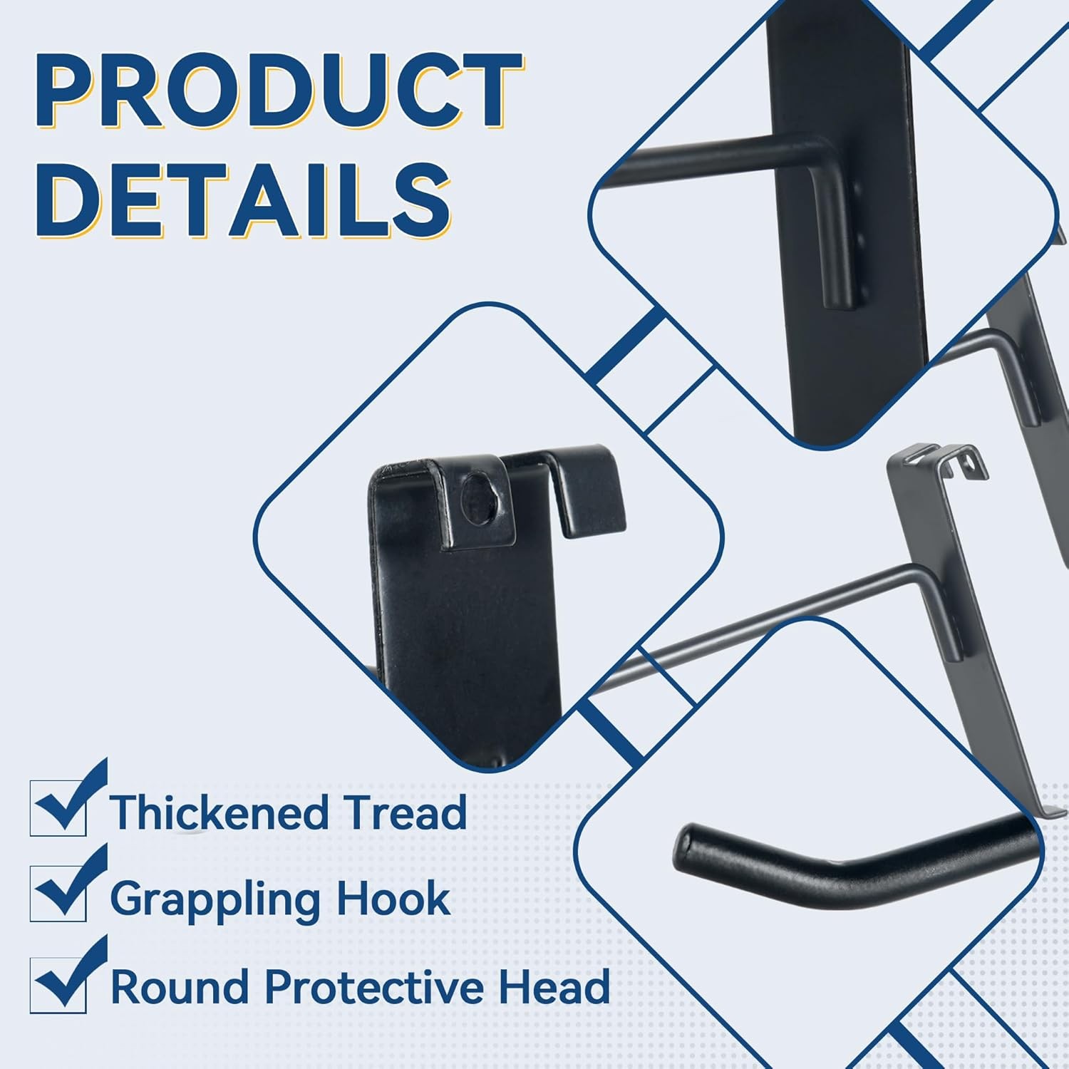 Alyoen Gridwall Hooks 2in, Grid Wall Hangers, Black Grid Panel Hooks, Metal