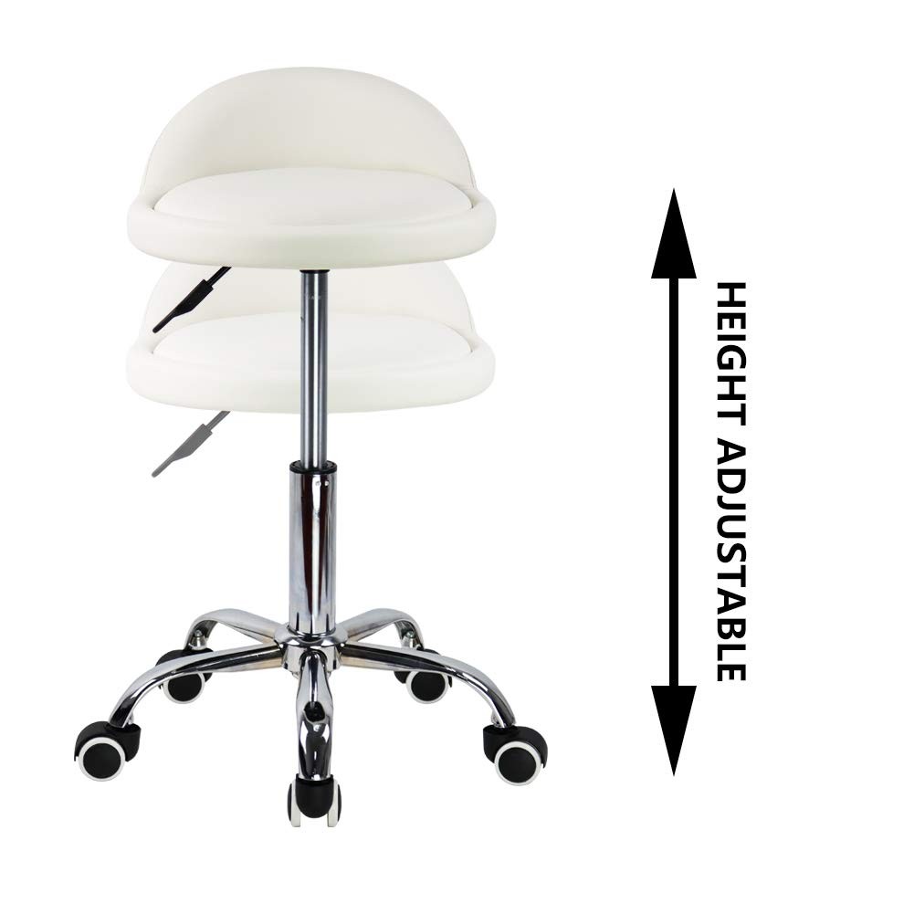 KKTONER PU Leather Seat Height: 46-62cm, Width: 36.5cm, Depth: 44cm, White