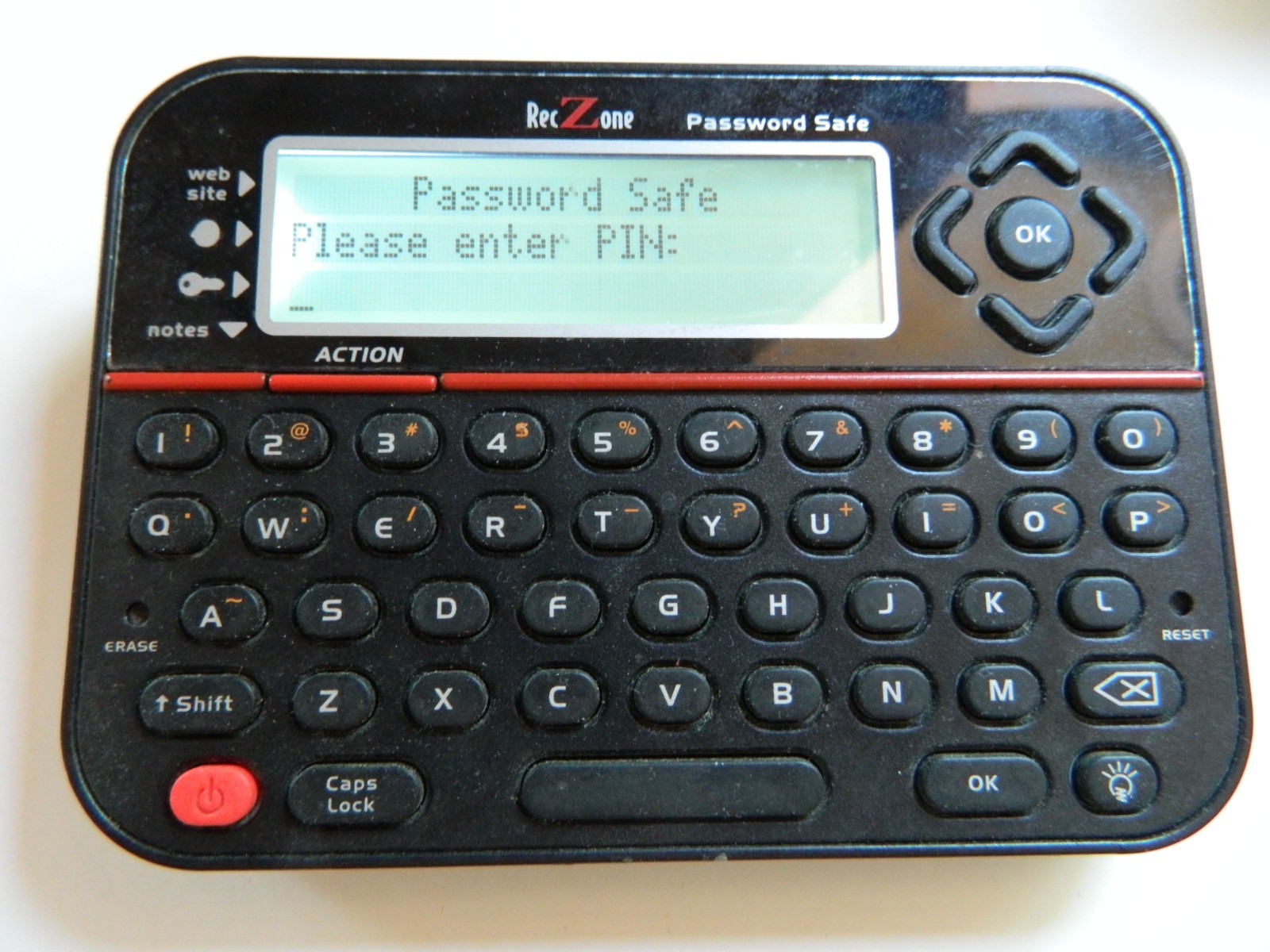RECZONE PASSWORD SAFE BACK-LIT LCD QWERTY KEYBOARD MODEL tested w/manual