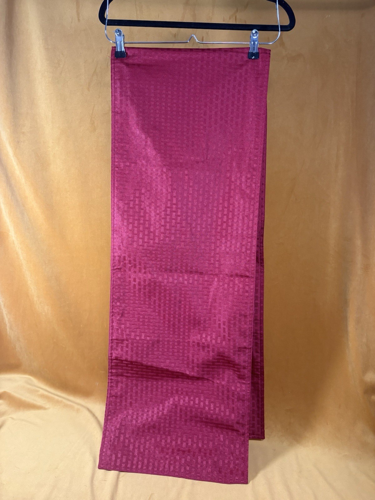 Japanese Red Patterned Obi Collectible Textile Table Runner