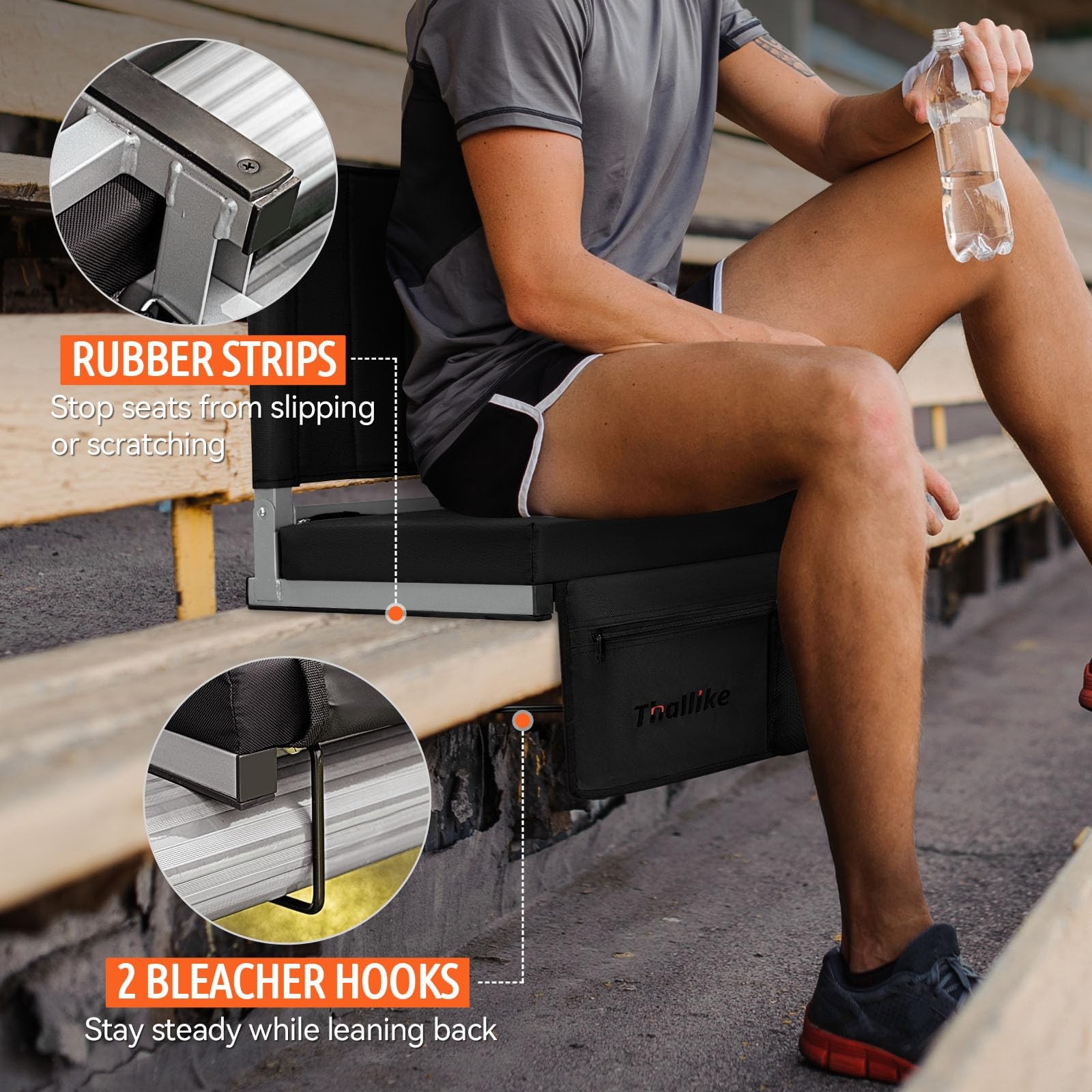 Heated Stadium Seats for Bleachers － 3-Level Heating Foldable Chair with Back...