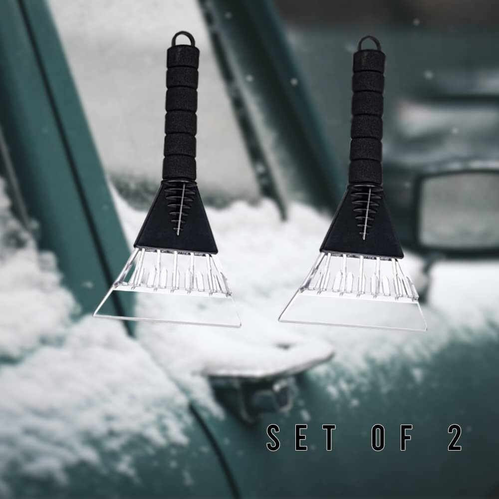 Car Ice Scraper Frost Free Windshield De-Icer Remove Hard Ice Snow Soft Grip x2