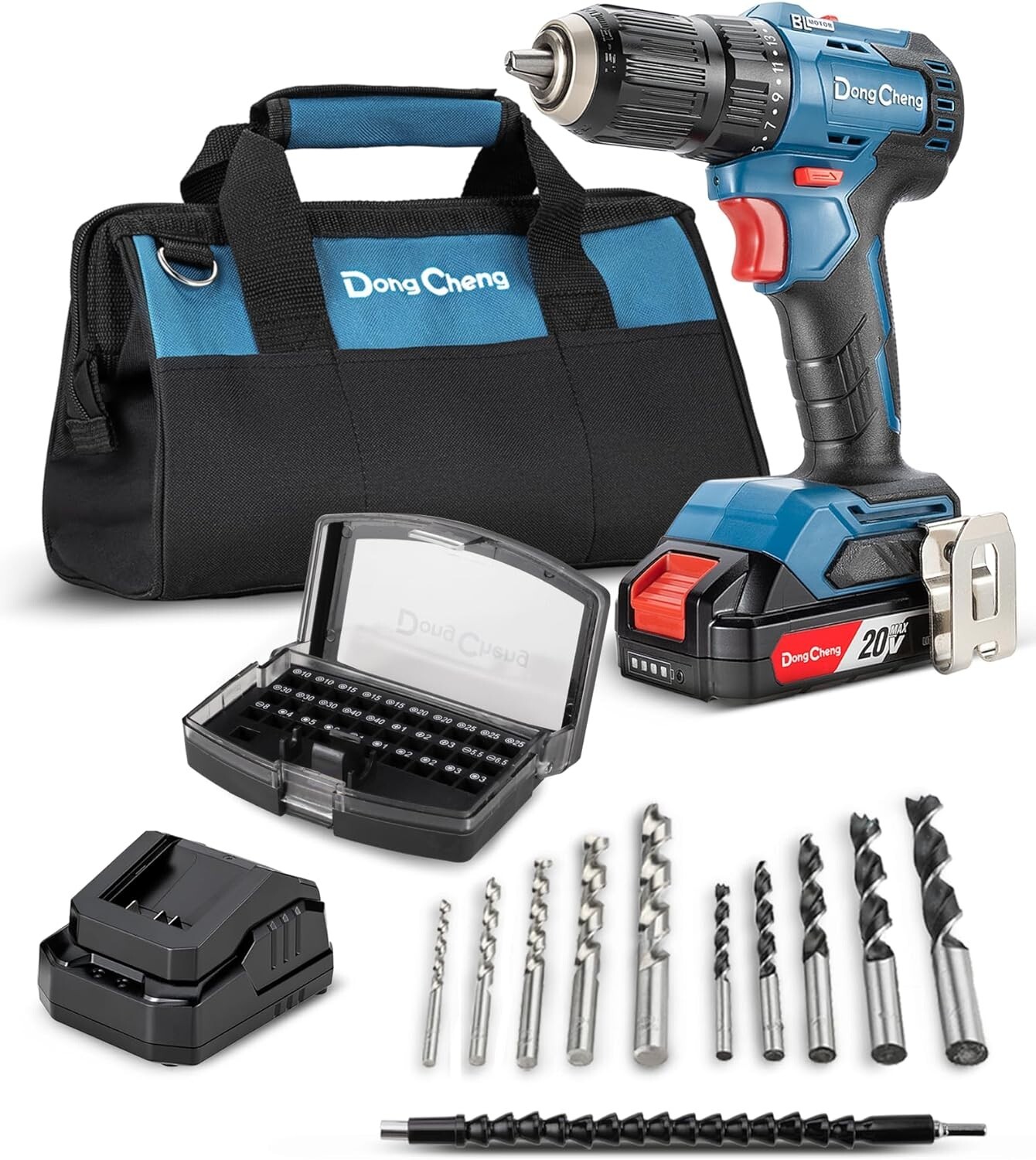 DongCheng Cordless Drill Driver 20V Max,1/2” Keyless Chuck Brushless Power Drill