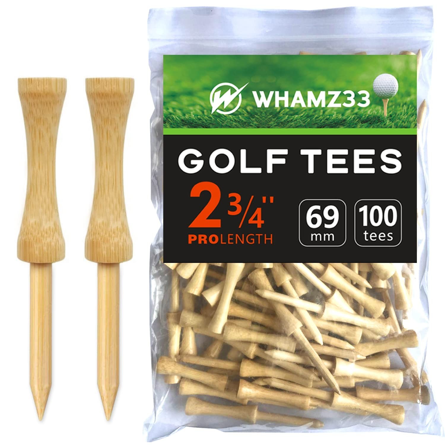 Step Down Golf Tees 2-1/8"or 2-3/4"or 3-1/4" 100 Pack Enduring Wooden Bamboo ...