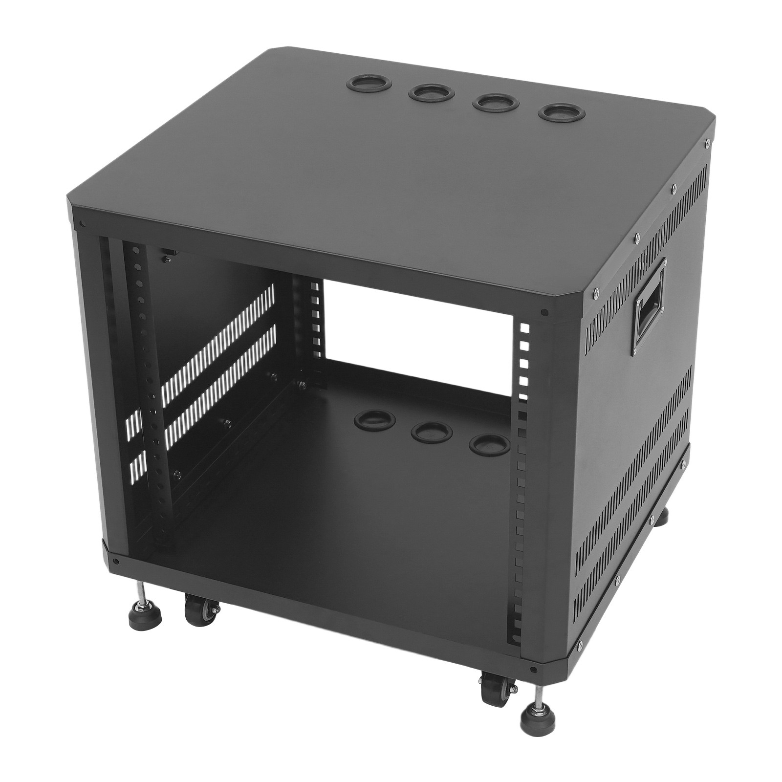 9U Rolling Server Rack Cabinet With Locking Doors & Cable Ports Black