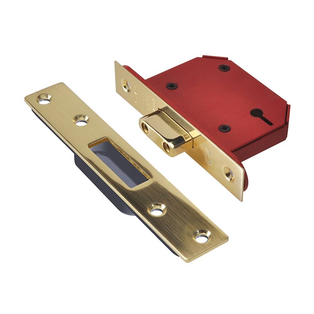 UNION StrongBOLT 2103S 3 Lever Mortice Deadlock Polished Brass 81mm 3in Visi UN
