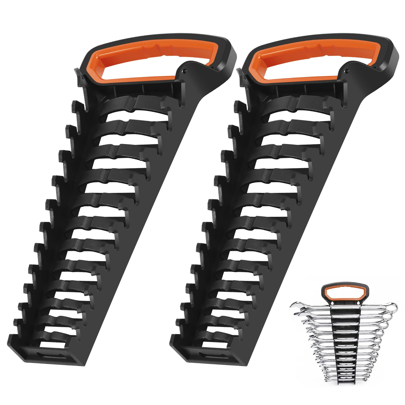 2-Pack Magnetic Wrench Organizer 12PC Gripper Wrench Rack with Flexible Teeth