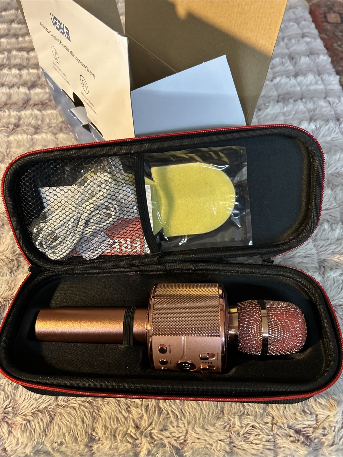 VERKB Wireless Microphone Rose Gold Karaoke