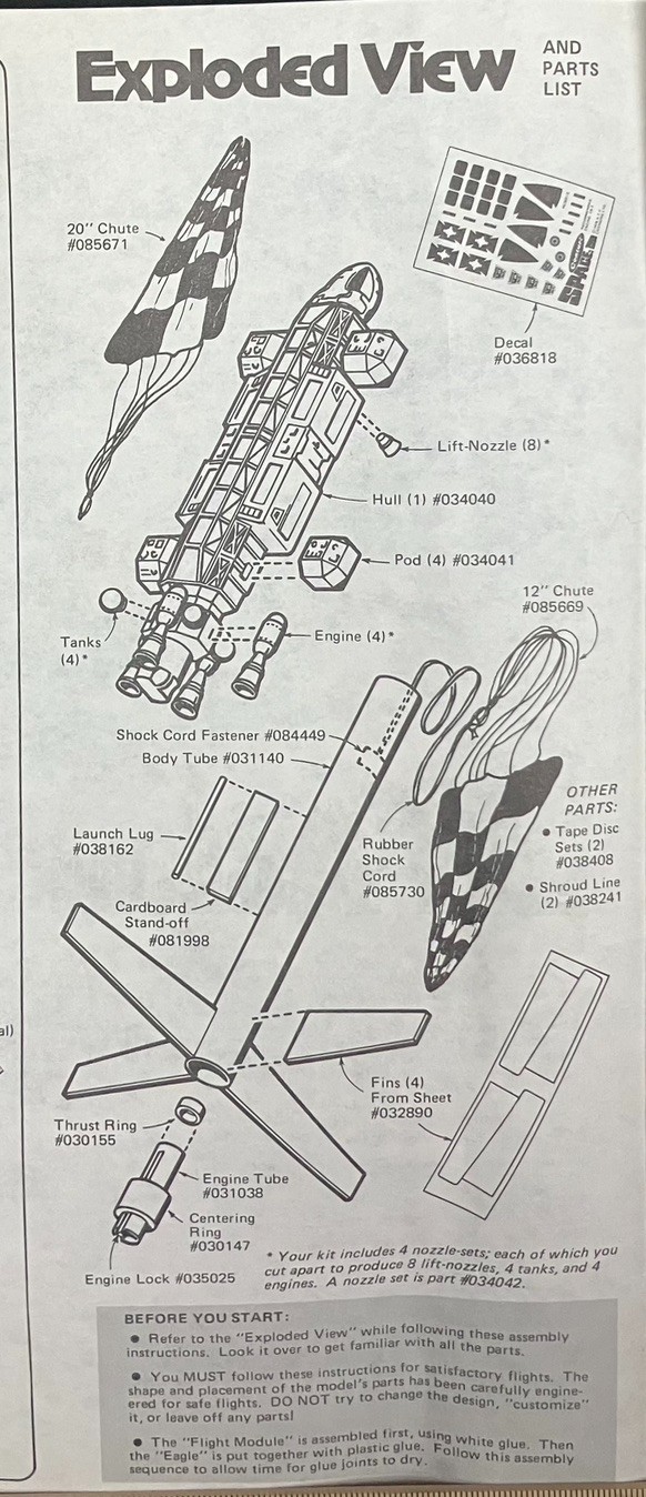 Centuri Space 1999 Eagle Transporter Flying Model Rocket Kit - Open - Complete