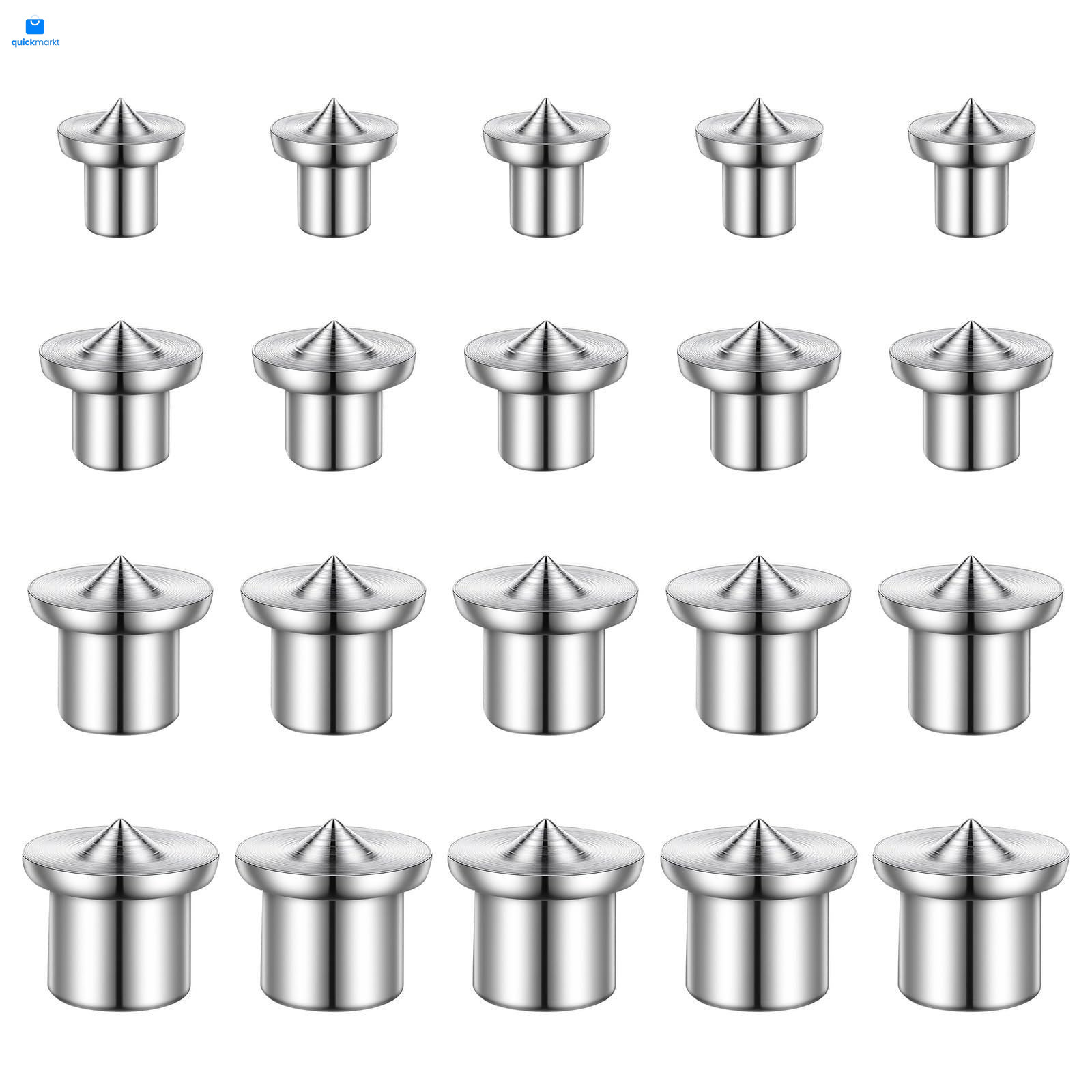 20 PCS Dowel Pin Centers Drilling Hole Tool Set 1/4 5/16 3/8 1/2 Inch, Silver