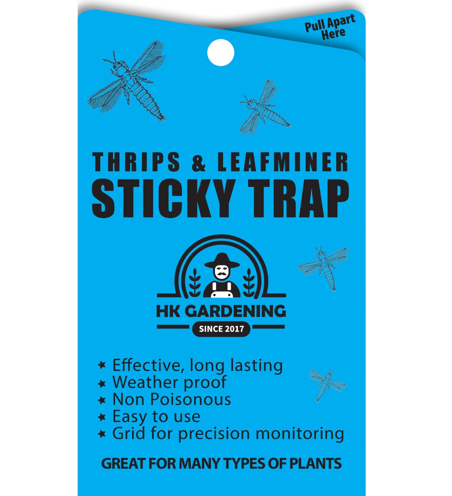 25pcs-Blue Sticky Thrips & Leaf miner Trap Paper Insect Glue Catcher