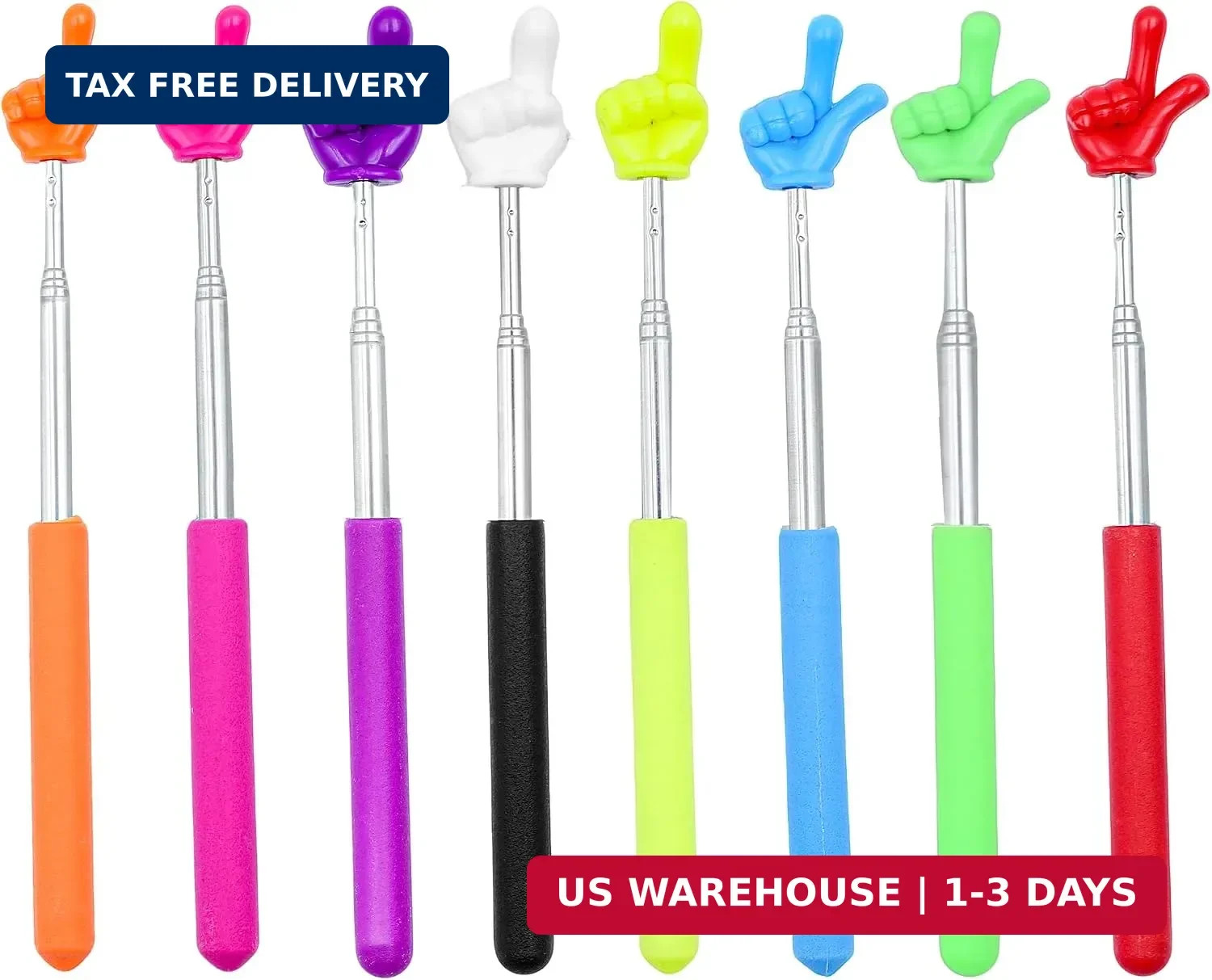 8Pcs Telescopic Teachers Pointer, Mini Pointer Finger Stick for Classroom, Retra