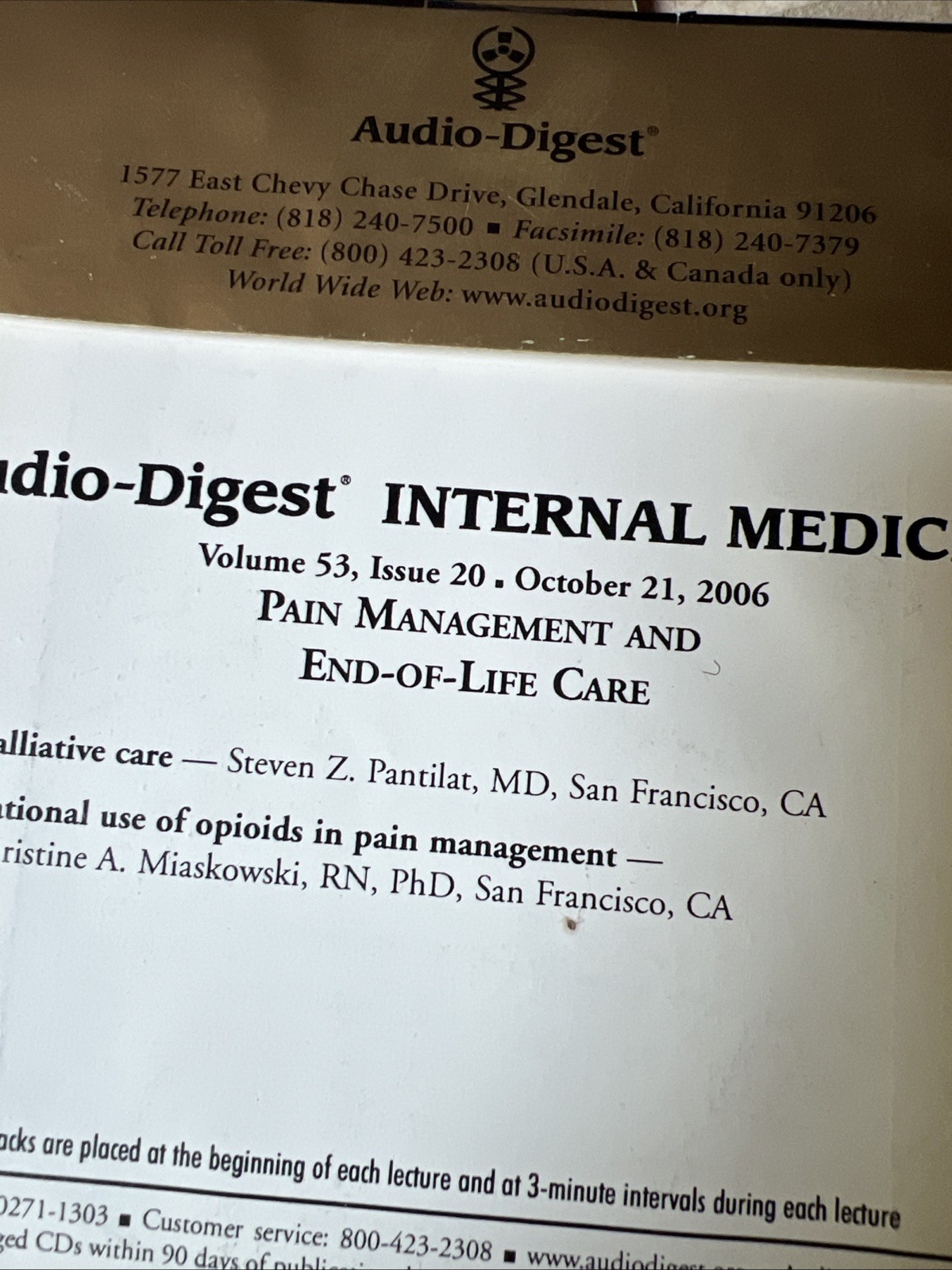 Audio-Digest Internal Medicine SetCDs CME