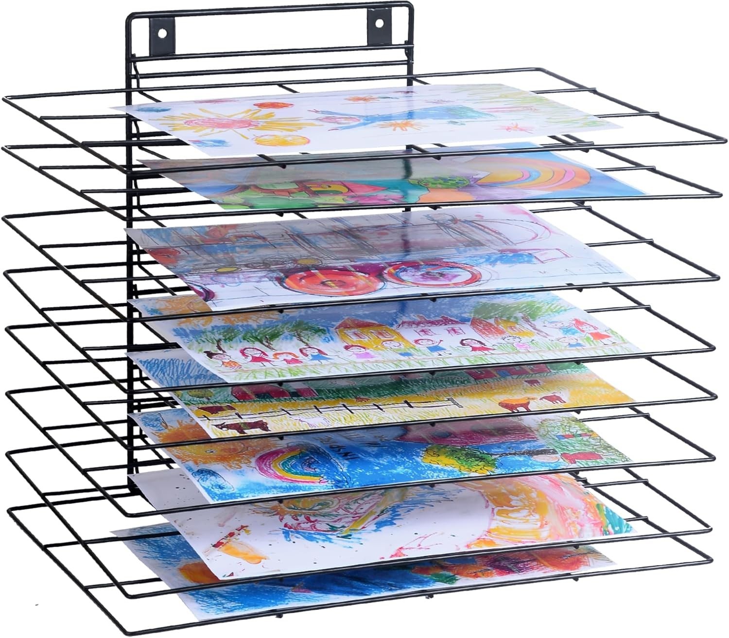Premium Iron Art Drying Rack with 8 Removable Shelves for Classroom - 16.1 X 11.
