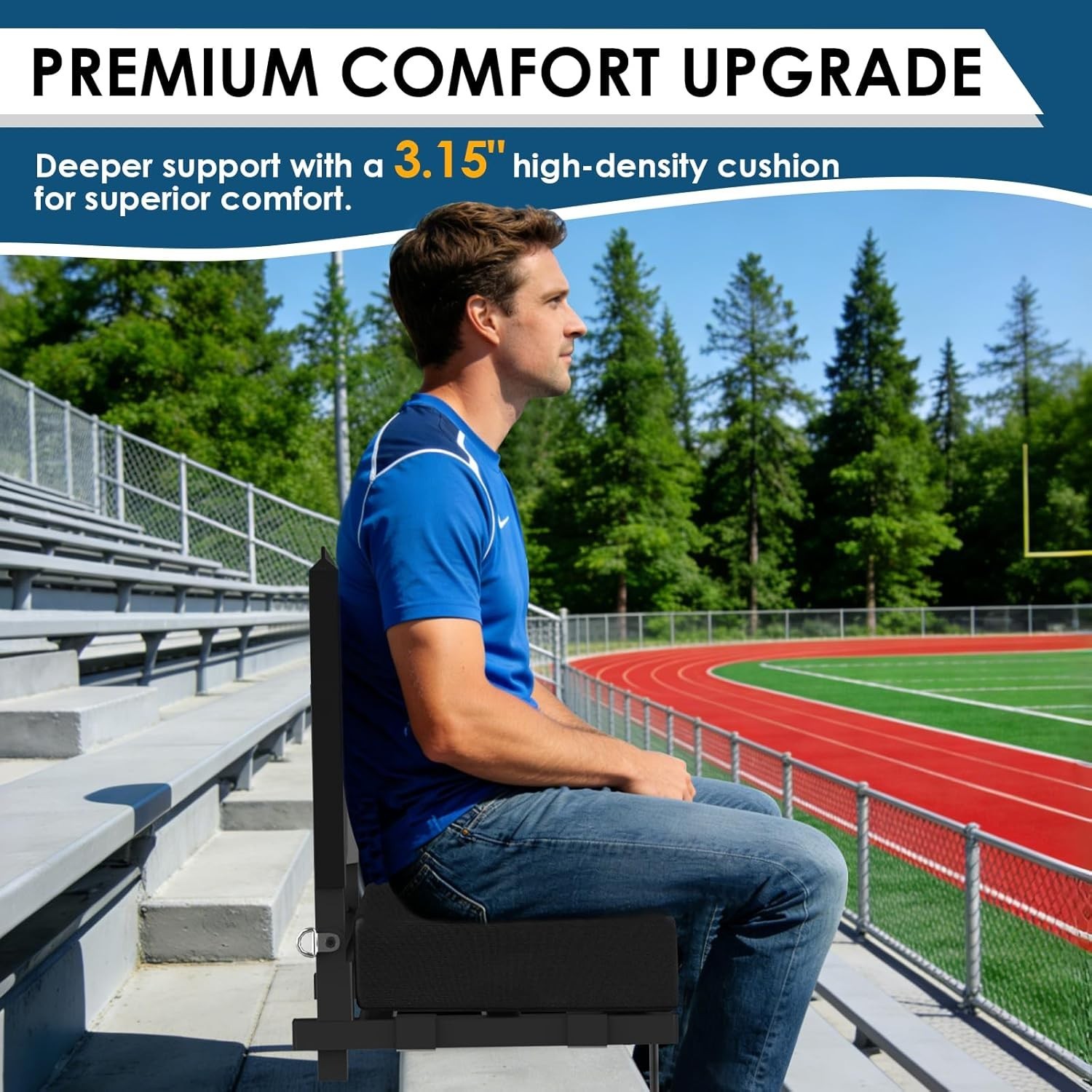 Stadium Seats with Back Support, Portable Bleacher Seat with Extra Thick Cush...