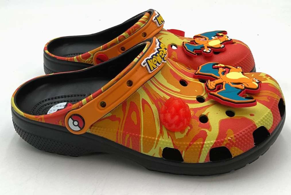 Pokémon x Crocs Charizard Classic Men's 8 / Women's 10 Fire Orange Clogs NIB