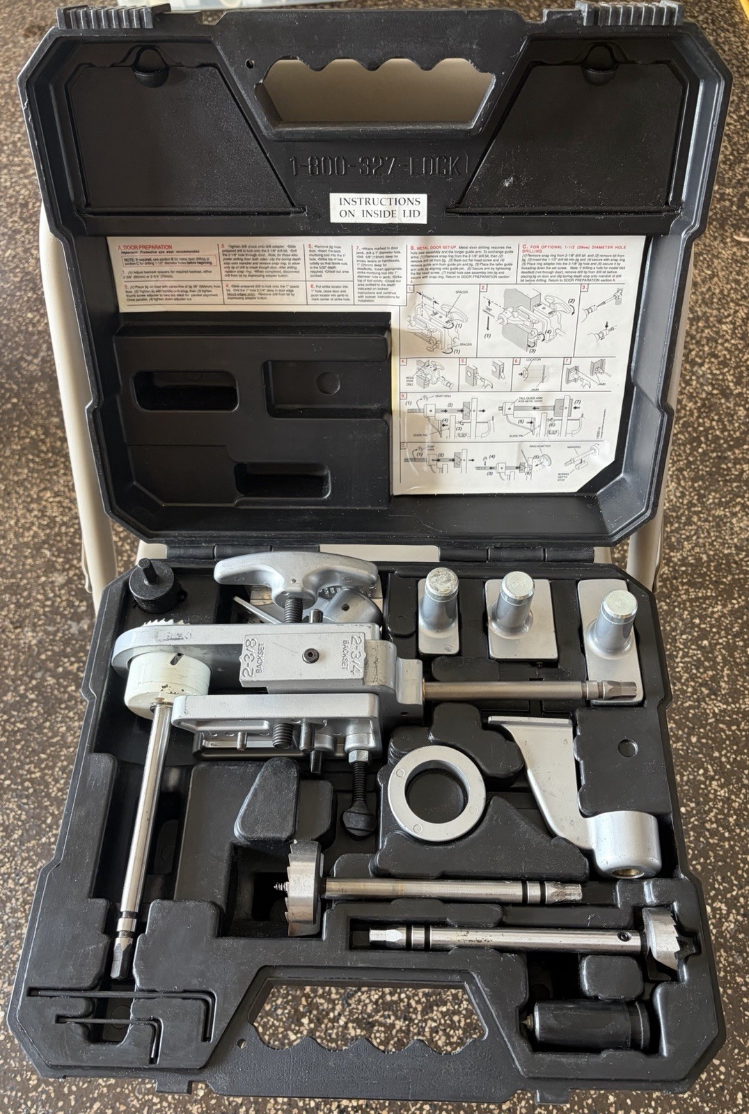 Kwikset Metal Jig Set for Door Lock Installation, Cutting, Silver, Drill Used