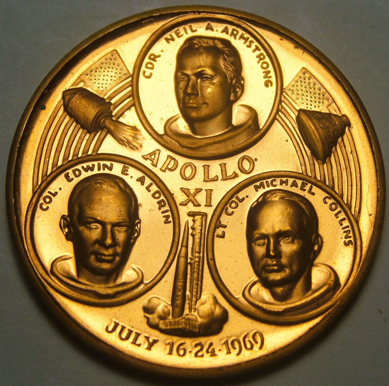 Apollo 11~July 20th, 1969 Bronze Medallion Gem Unc~Scarce~#M150