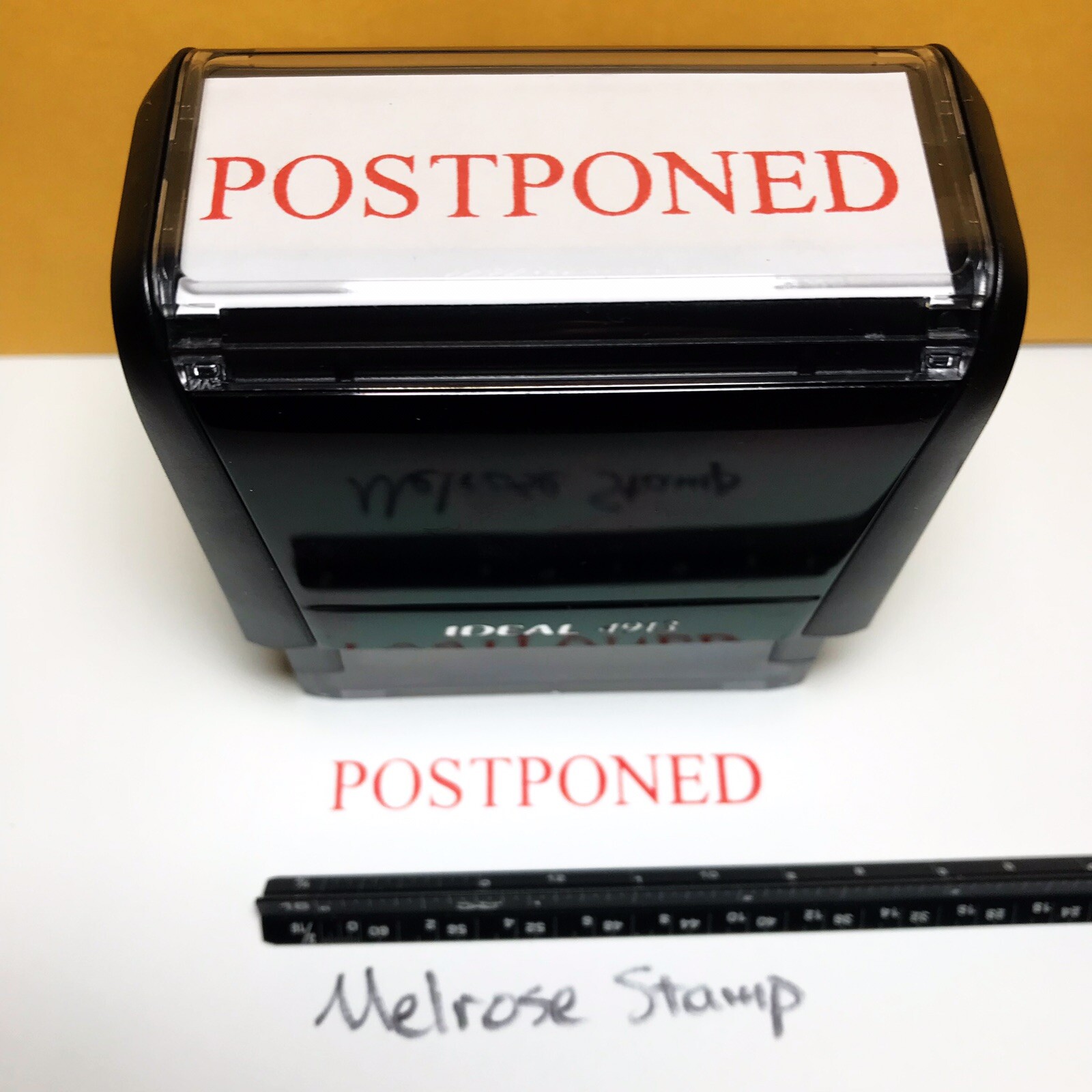 Postponed Rubber Stamp Red Ink Self Inking Ideal 4913