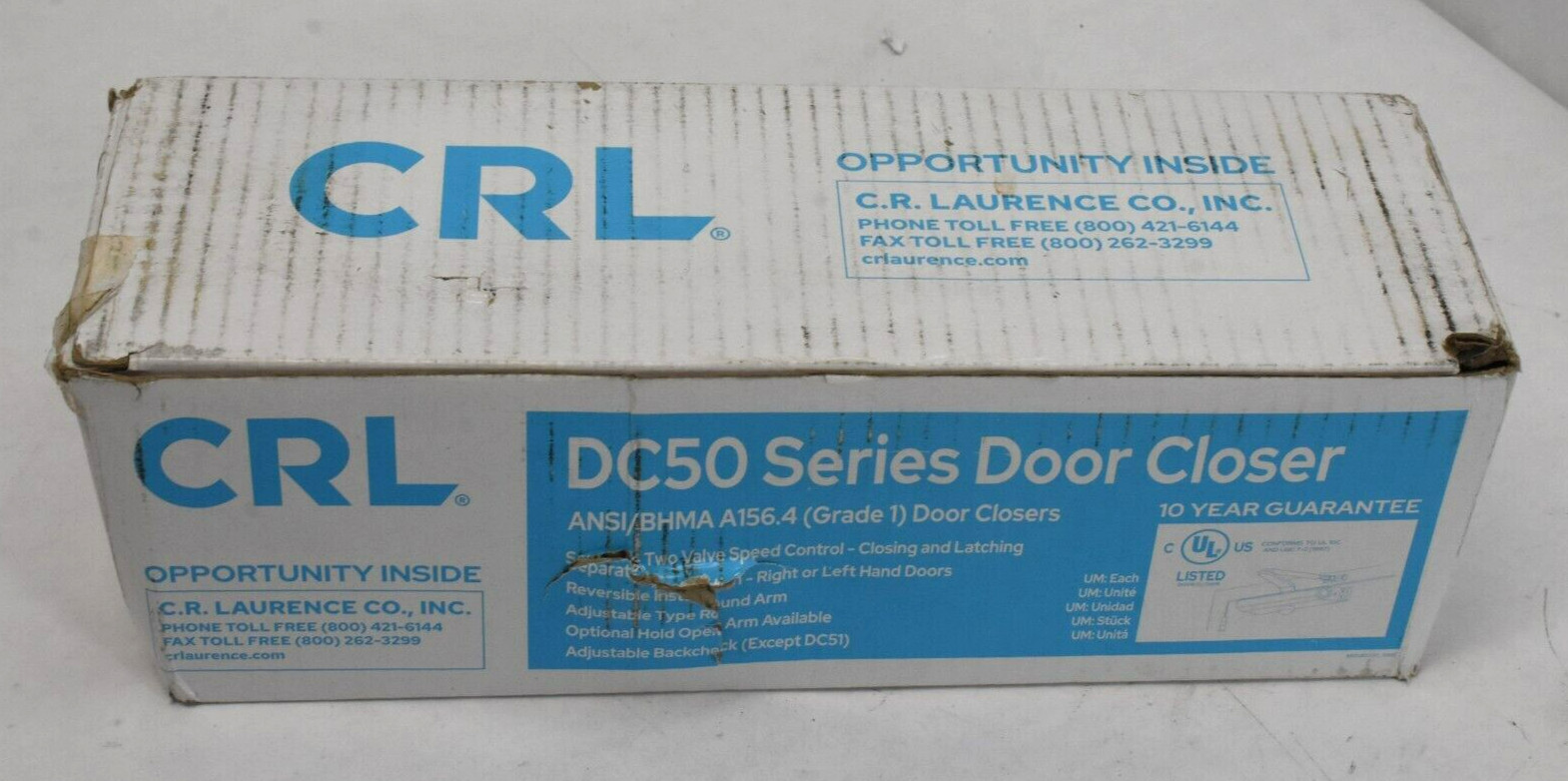 CRL Black ANSI Grade 1 Spring Size 4 Surface Mount Door Closer DC50 Series